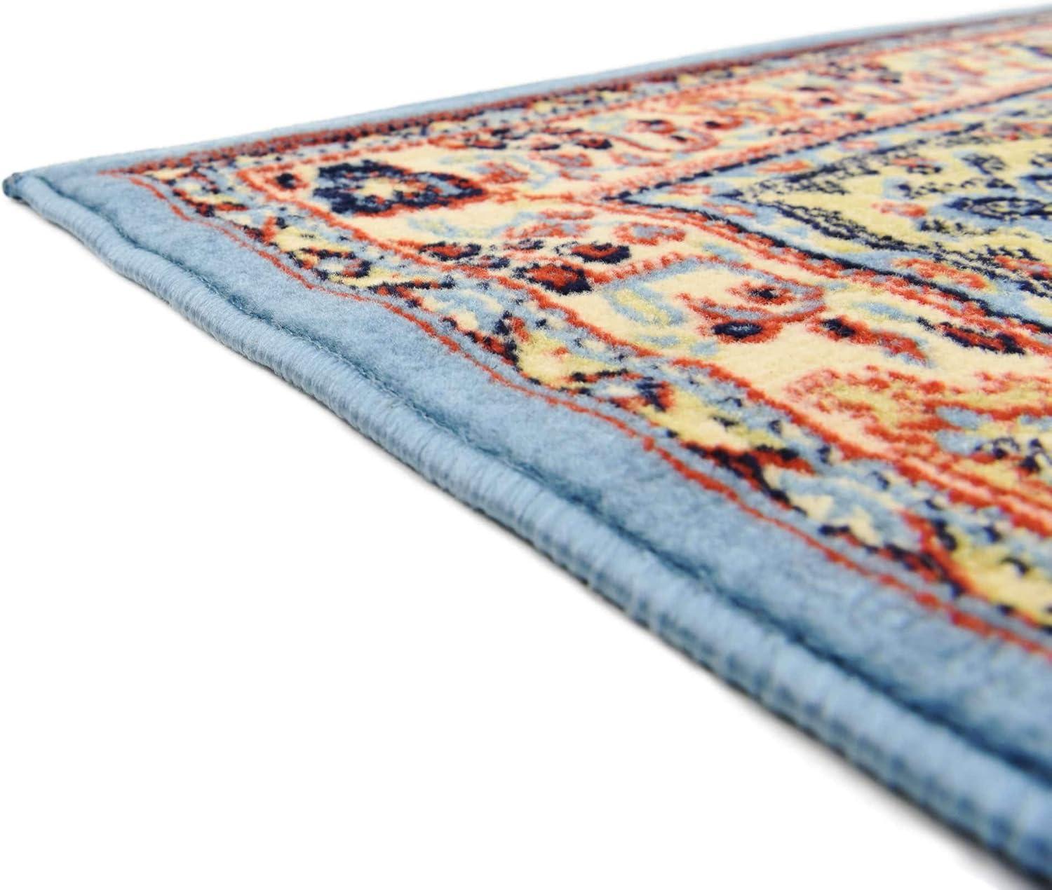 Light Blue Synthetic Medallion 4' x 6' Rectangular Rug