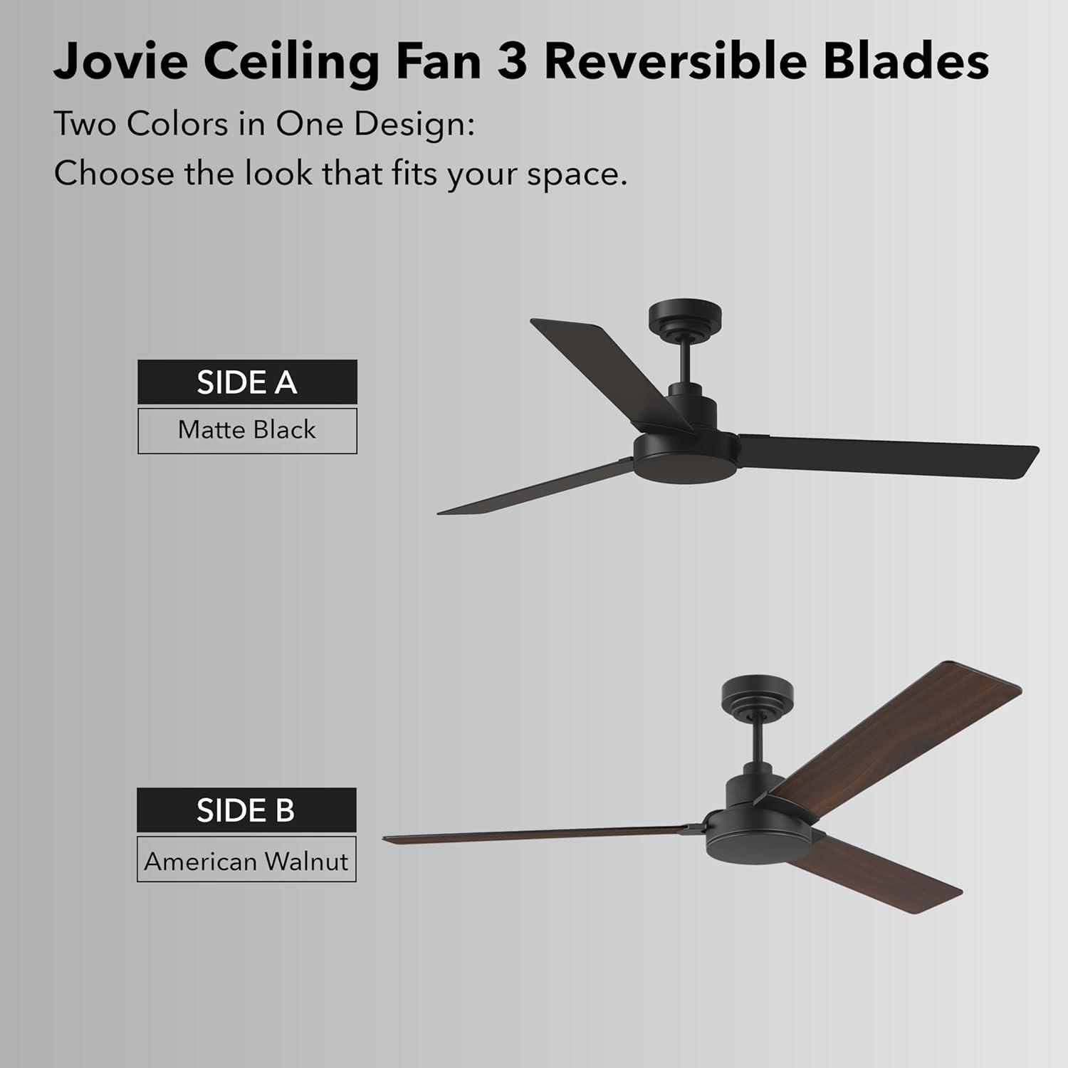 Midnight Black 58" Ceiling Fan with Reversible Blades and Remote