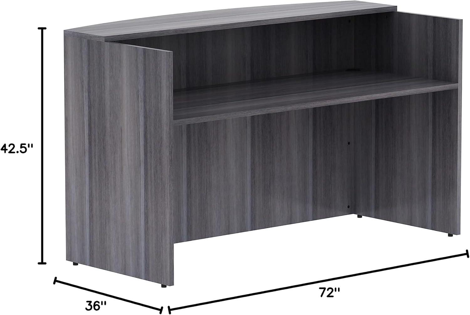 Weathered Charcoal Gray Laminate Reception Desk with Privacy Panels