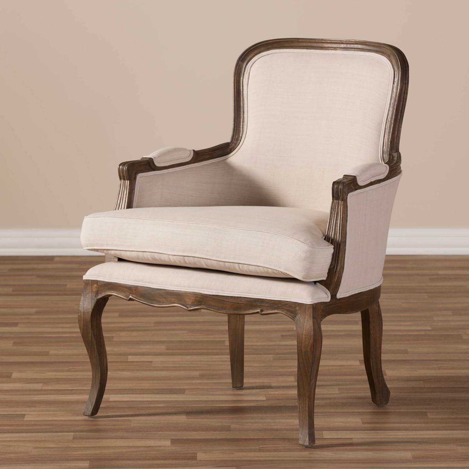 Napoleon Traditional French Accent Chair Ash - Baxton Studio: Cedar Frame, No Assembly, Polyester Upholstery