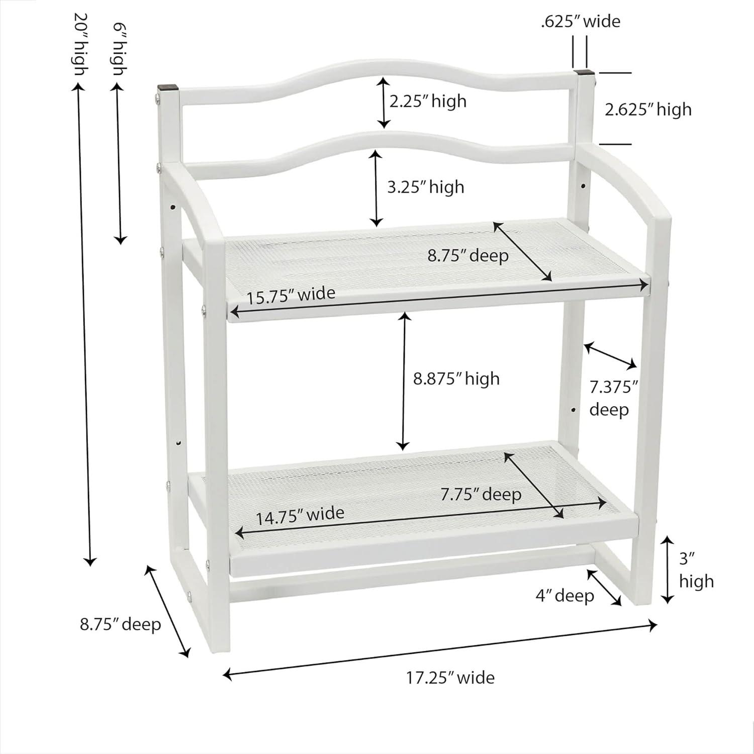 Household Essentials 2 Tier Metal Wall Mount Bathroom Storage Rack White