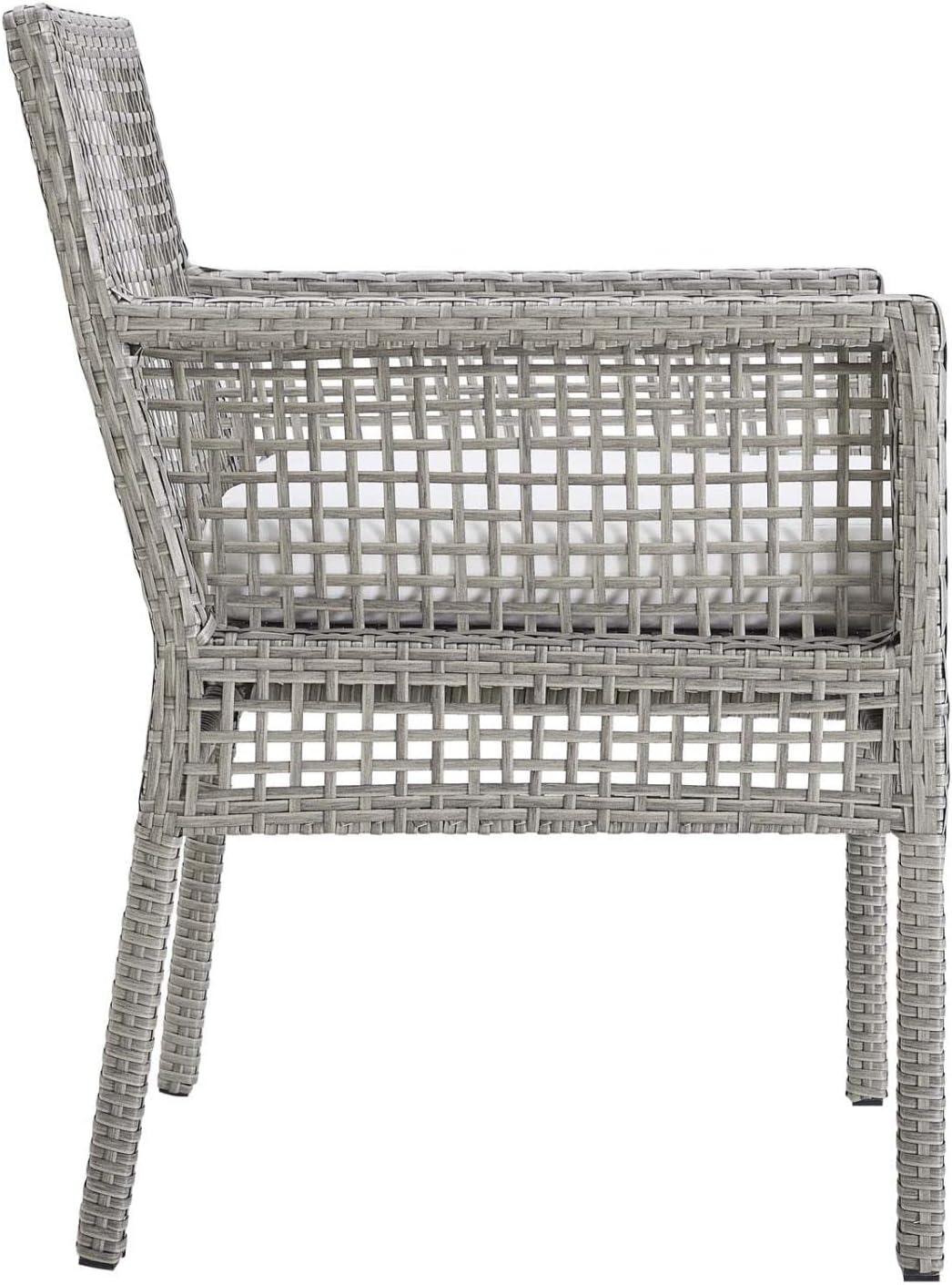 Modway Aura 7 Piece Outdoor Patio Wicker Rattan Set in Gray White