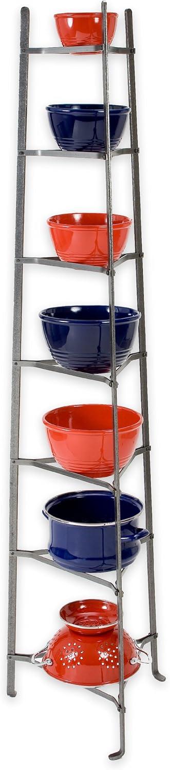 Hammered Steel 7-Tier Floor Standing Cookware Rack