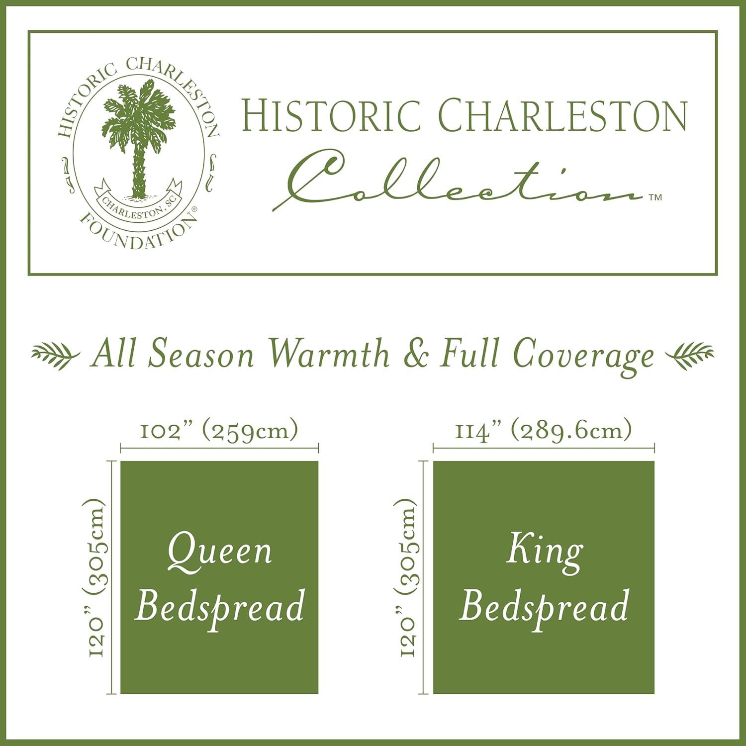 Historic Charleston King Charles Matelasse Traditional Cotton Floral Coverlet