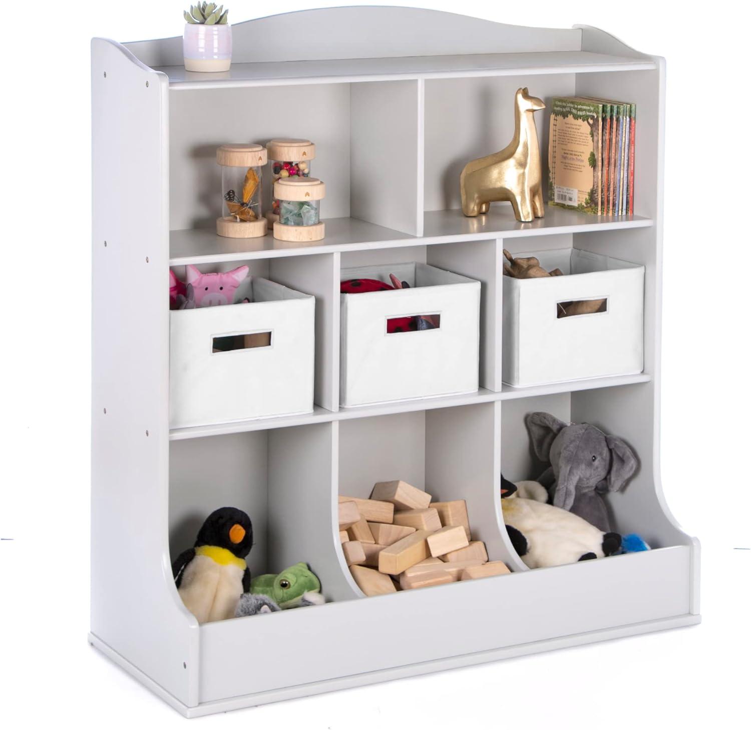 Guidecraft Kids' Toy Storage Organizer: Children's Wooden Bedroom Shelf, Cubby Organizer and Playroom Bookshelf with Open Toy Chest