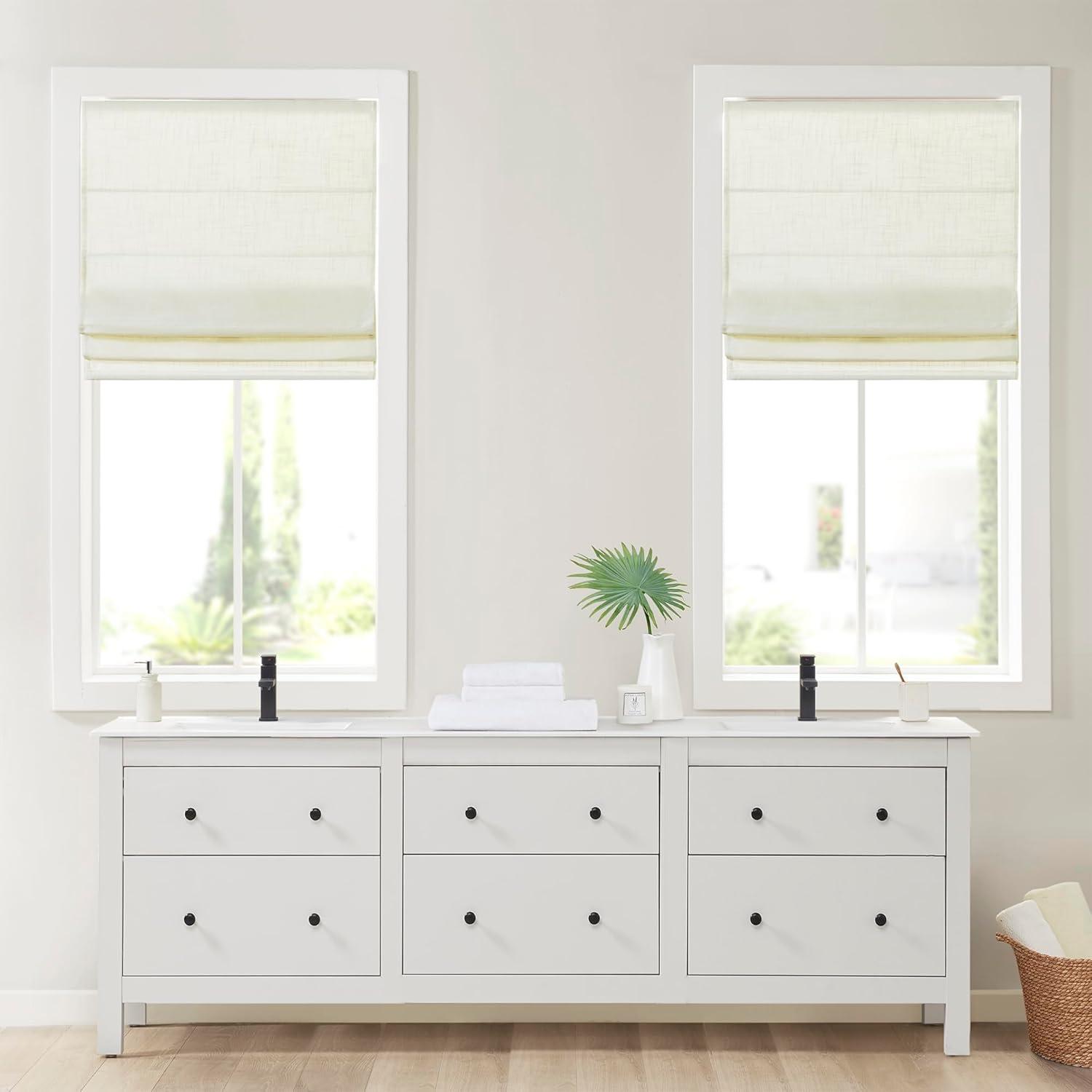 Madison Park Kyler Linen Blend Light Filtering Single Roman Shade