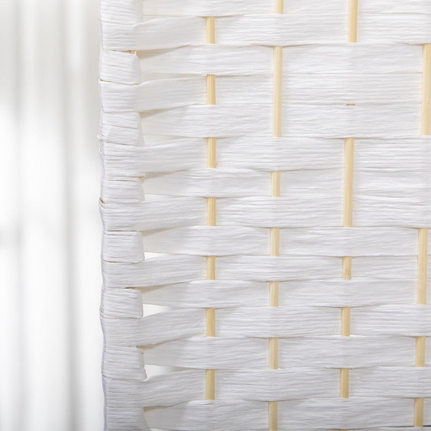 White Wave Fiber Freestanding Partition Wall Divider, 3 Panel Room Separator, Folding Privacy Screen, 5.6'