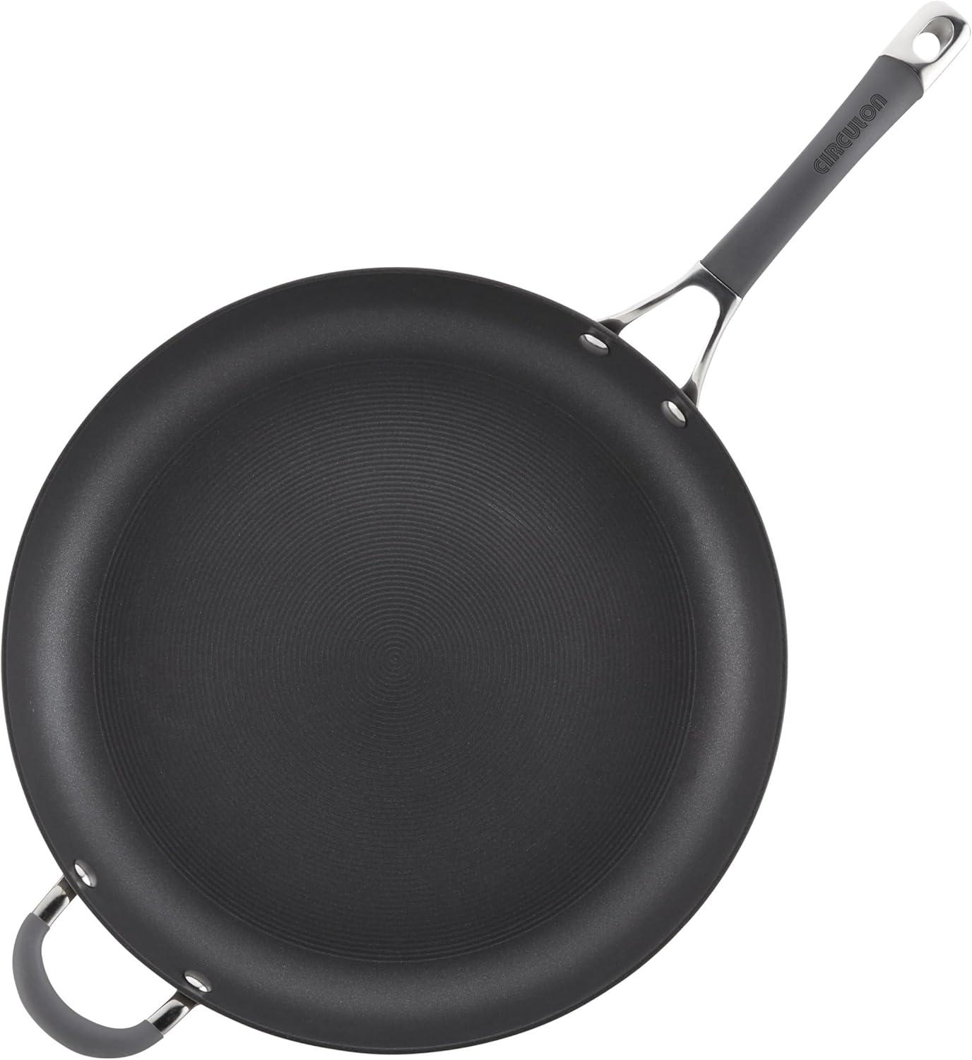 Gray 14-Inch Aluminum Nonstick Skillet with Helper Handle