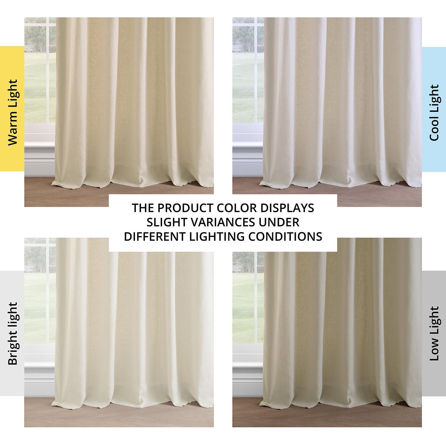Exclusive Fabrics  French Linen Room Darkening Curtains Panel - Elegant luxurious Drapes (1 Panel) Ancient Ivory 50 X 120 120 Inches