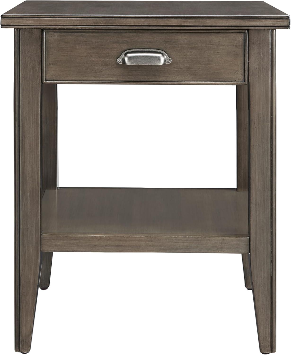 Leick Home 10507-GR Laurent End Table with Drawer and Display Shelf, Gray