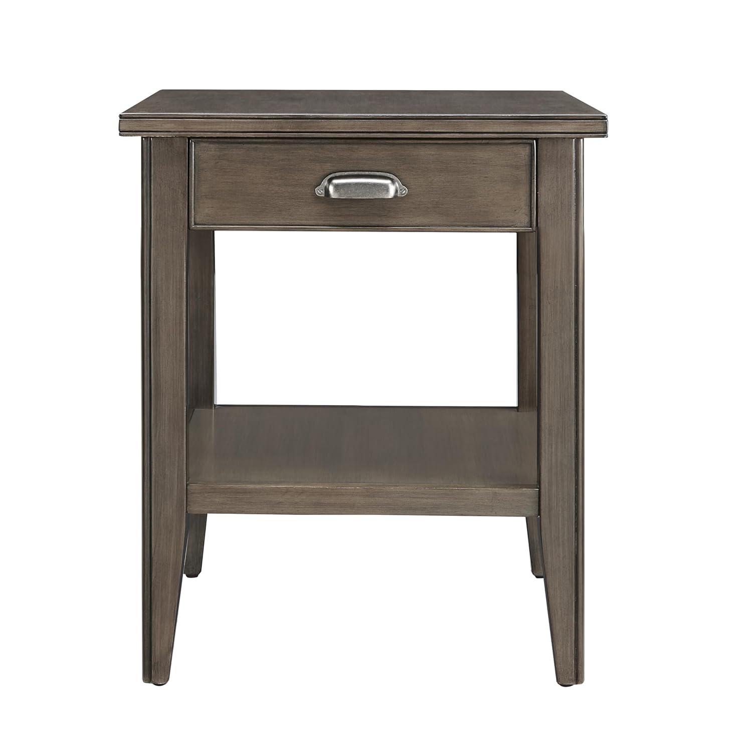 Leick Home 10507-GR Laurent End Table with Drawer and Display Shelf, Gray