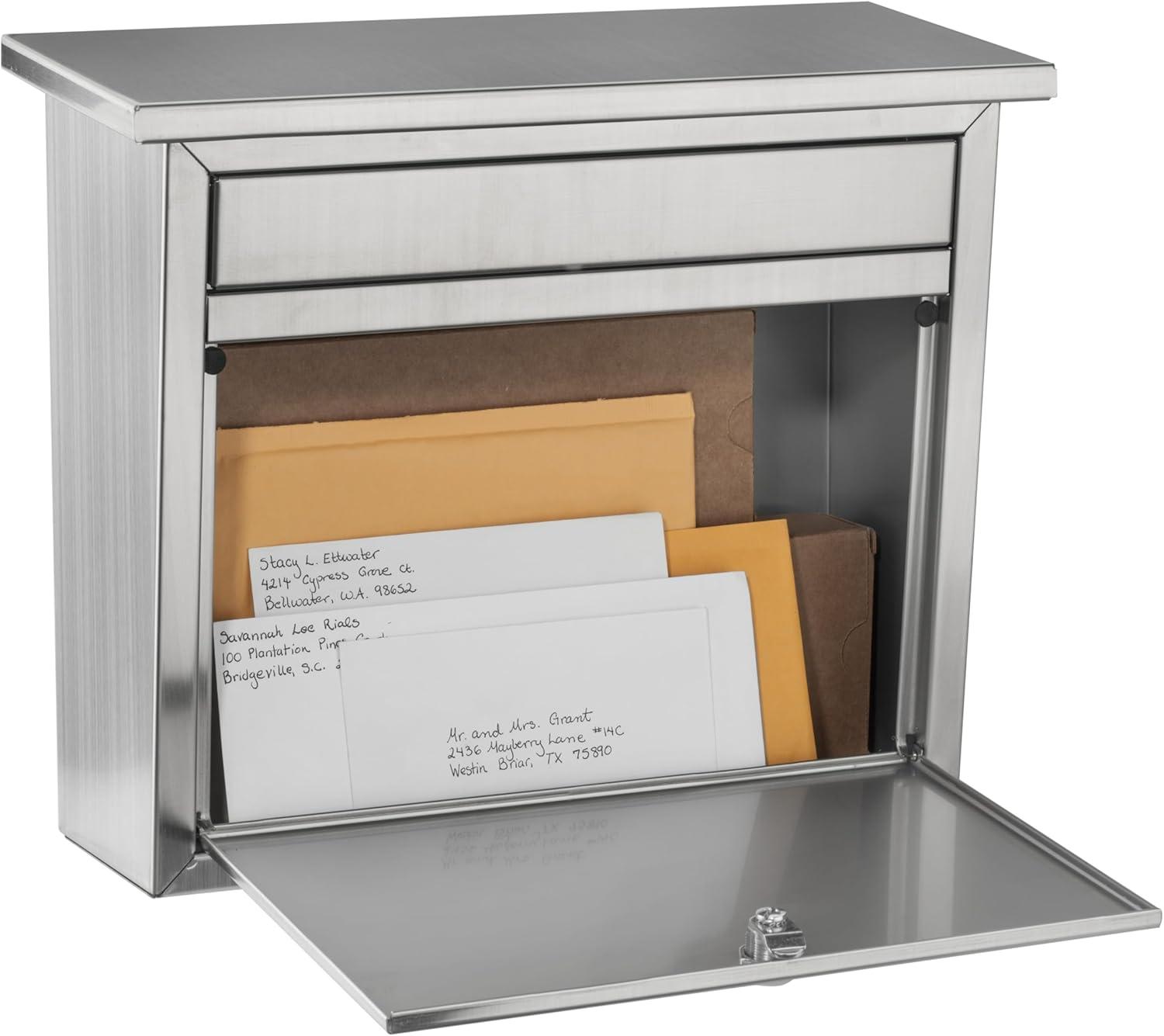 Architectural Mailboxes Maya Classic Stainless Steel Wall Mount Silver Mailbox