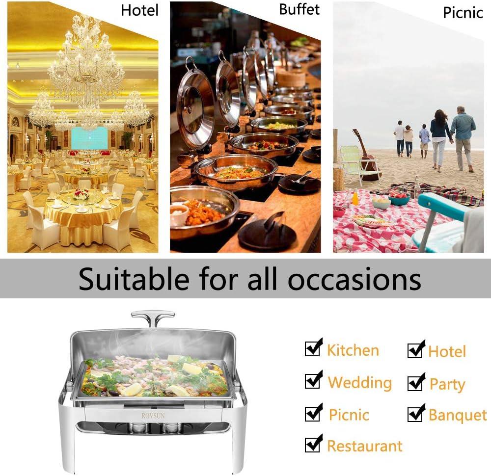 ROVSUN Roll Top Silver Stainless Steel Chafing Dish Buffet Set