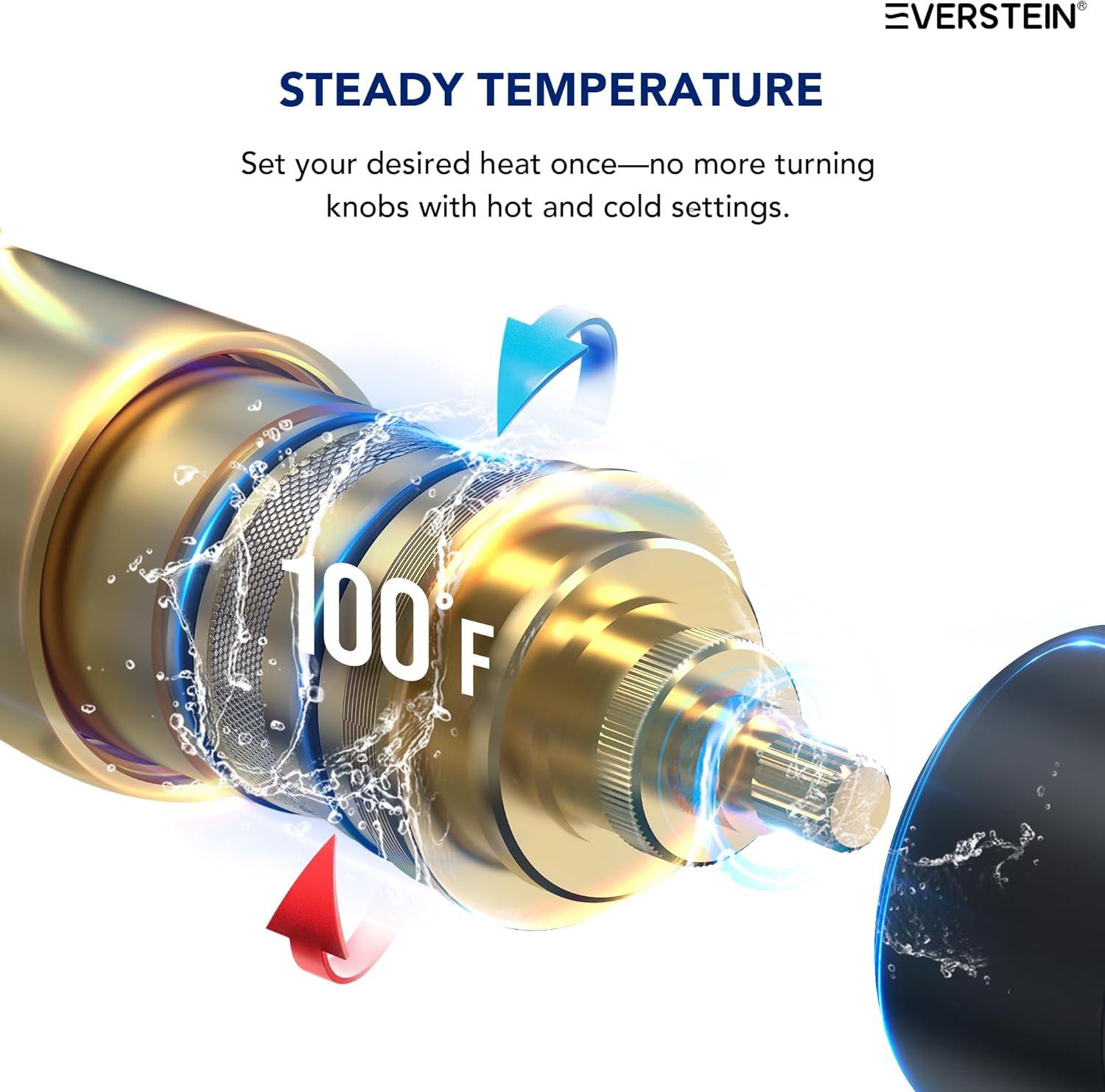 Thermostatic Shower Faucet 12" High-Pressure Dual Showerheads with Rough-In Valve