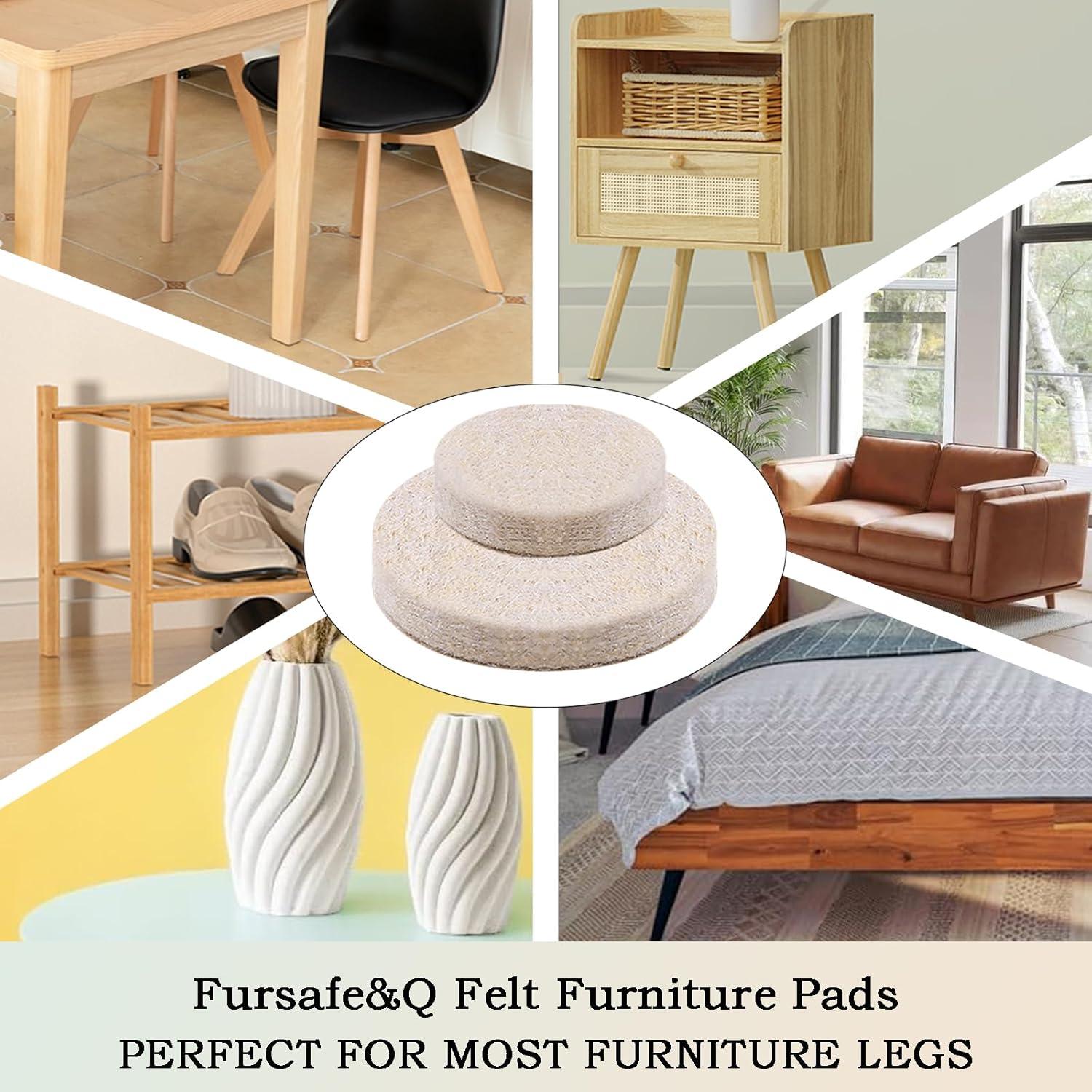 Fursafe&Q Felt Furniture Pads, Furniture Felt Pads for Hardwood Floors -Self Adhesive Chair Leg Floor Protectors, Protect from Nicks, Dents and Scratches, Chair Feet Protectors 136 Pcs Chair Feet