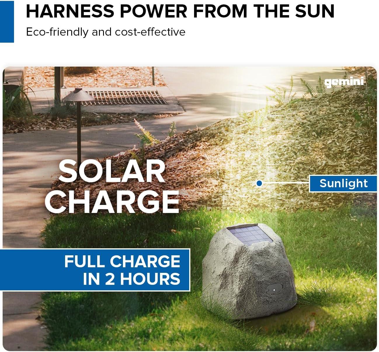 Gemini® GHRK-500LTMS Solar Bluetooth® TWS 30-Watt-Peak Outdoor Rock Speaker with LED Lighting (1 Pack) in Gray
