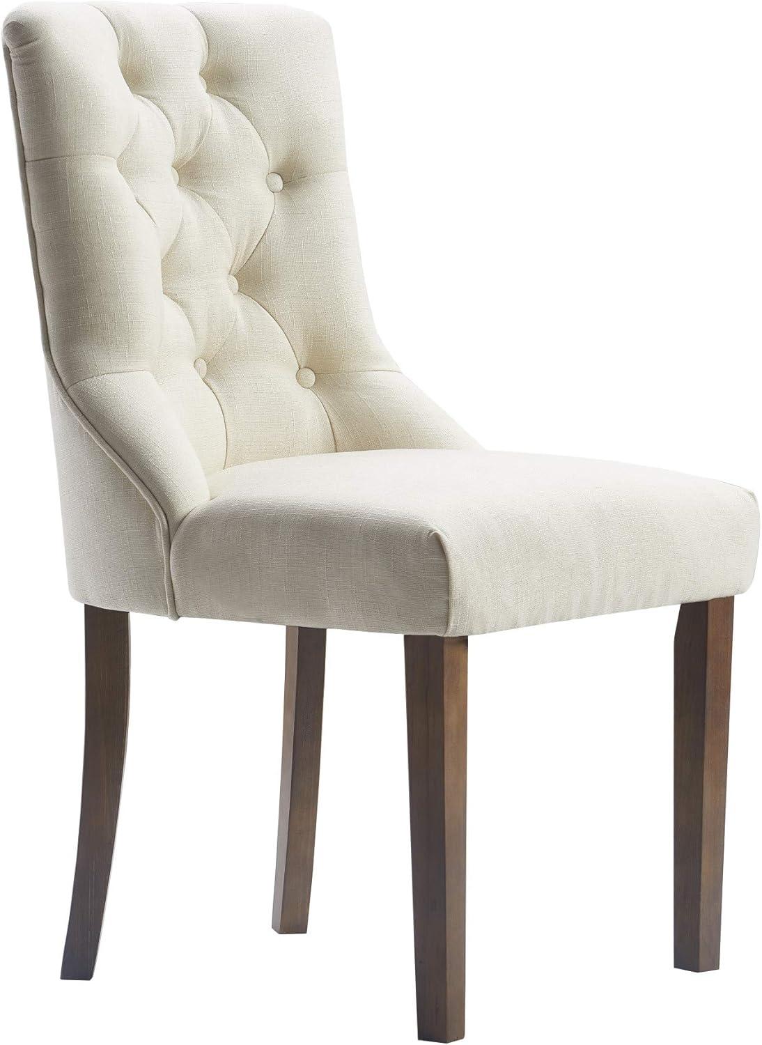 Set of 2 Elmhurst Tufted Side Chair Vintage Cream - Finch: Upholstered, Contoured Back, Wooden Legs