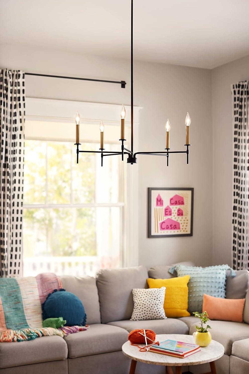 Lark Hux 5 - Light Fabric Dimmable Modern Linear Chandelier