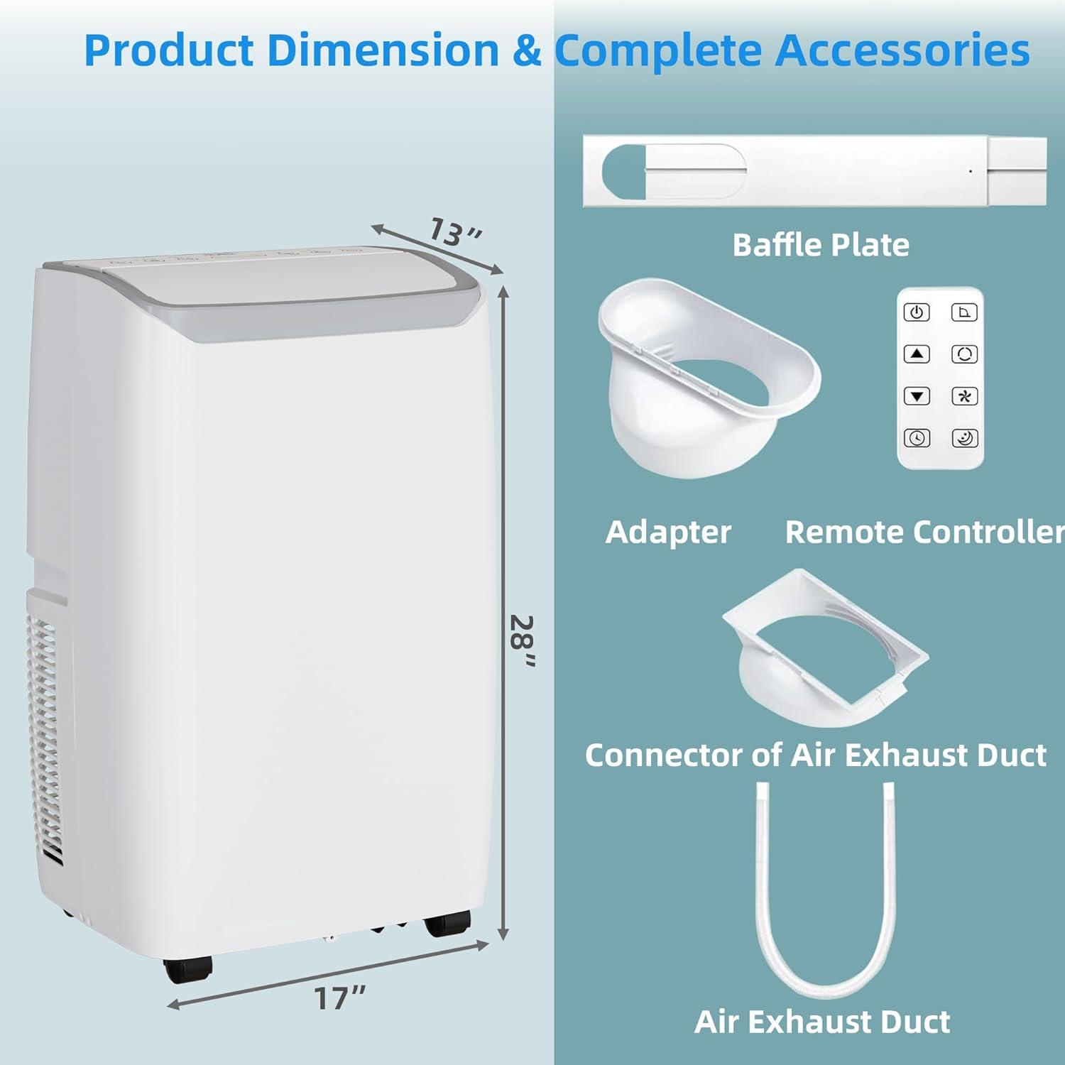 VELBAY 14,000 BTU 700 Sq Ft Portable 3-in-1 Air Conditioner with Dehumidifier, White