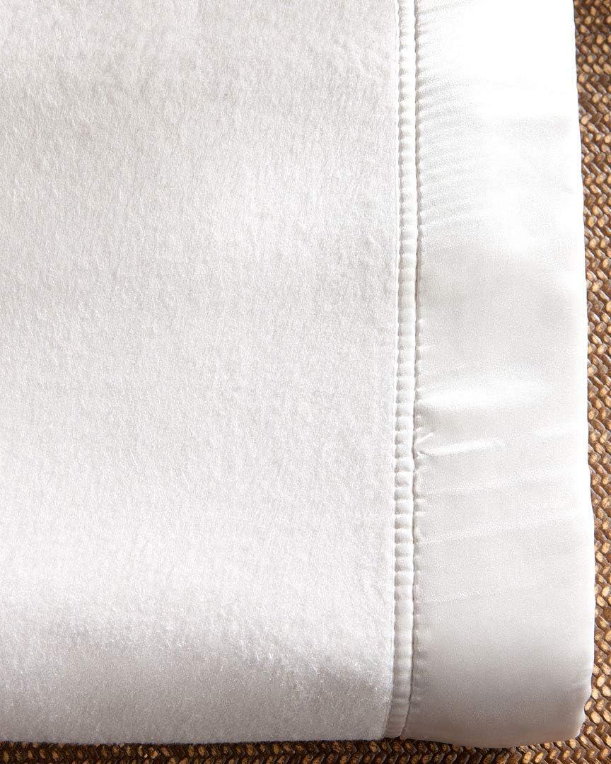 Full White Cotton Fleece Reversible Knitted Throw Blanket