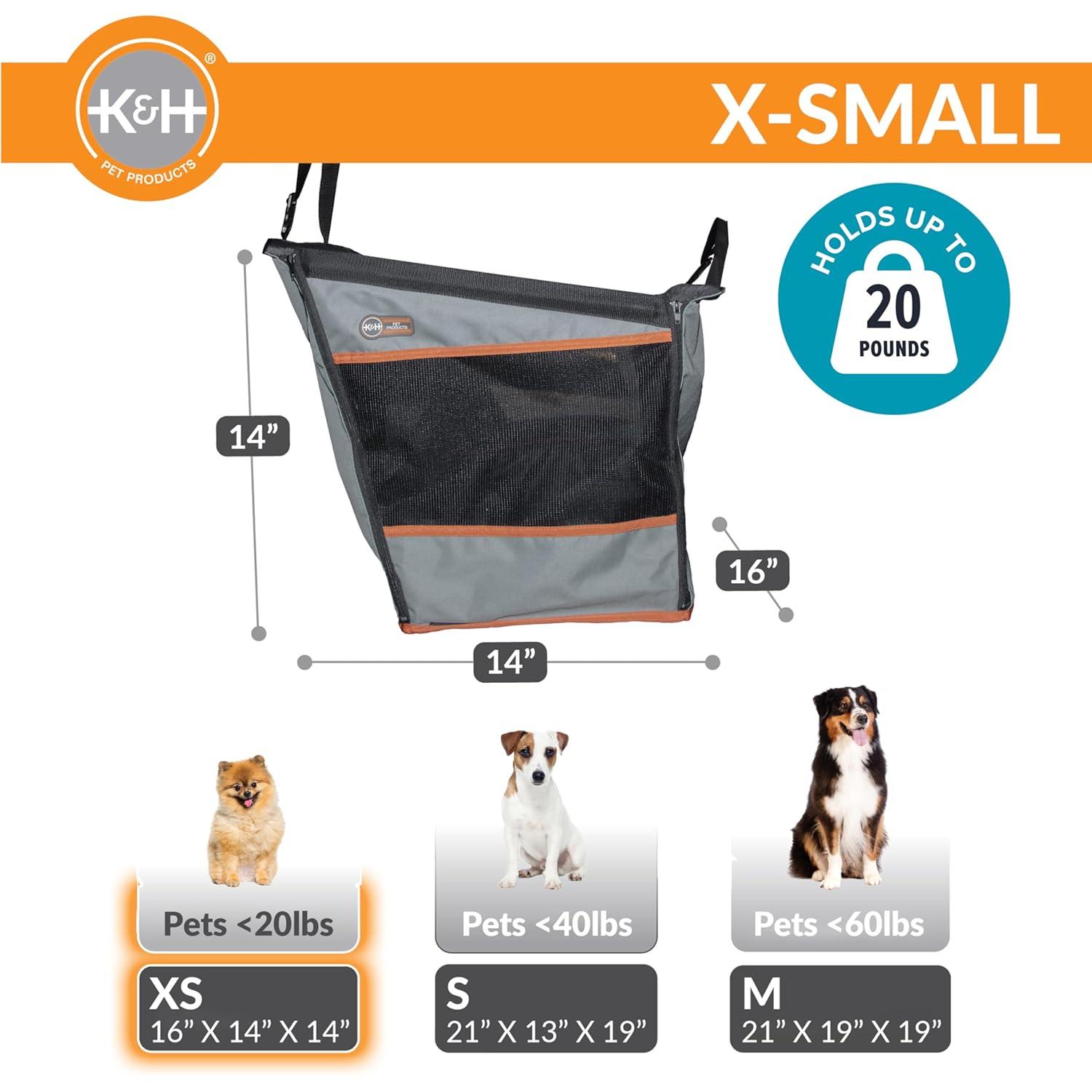 K&H Pet Products Buckle N' Go Dog Car Seat for Pets Gray X-Small 16 X 14 X 14 Inches