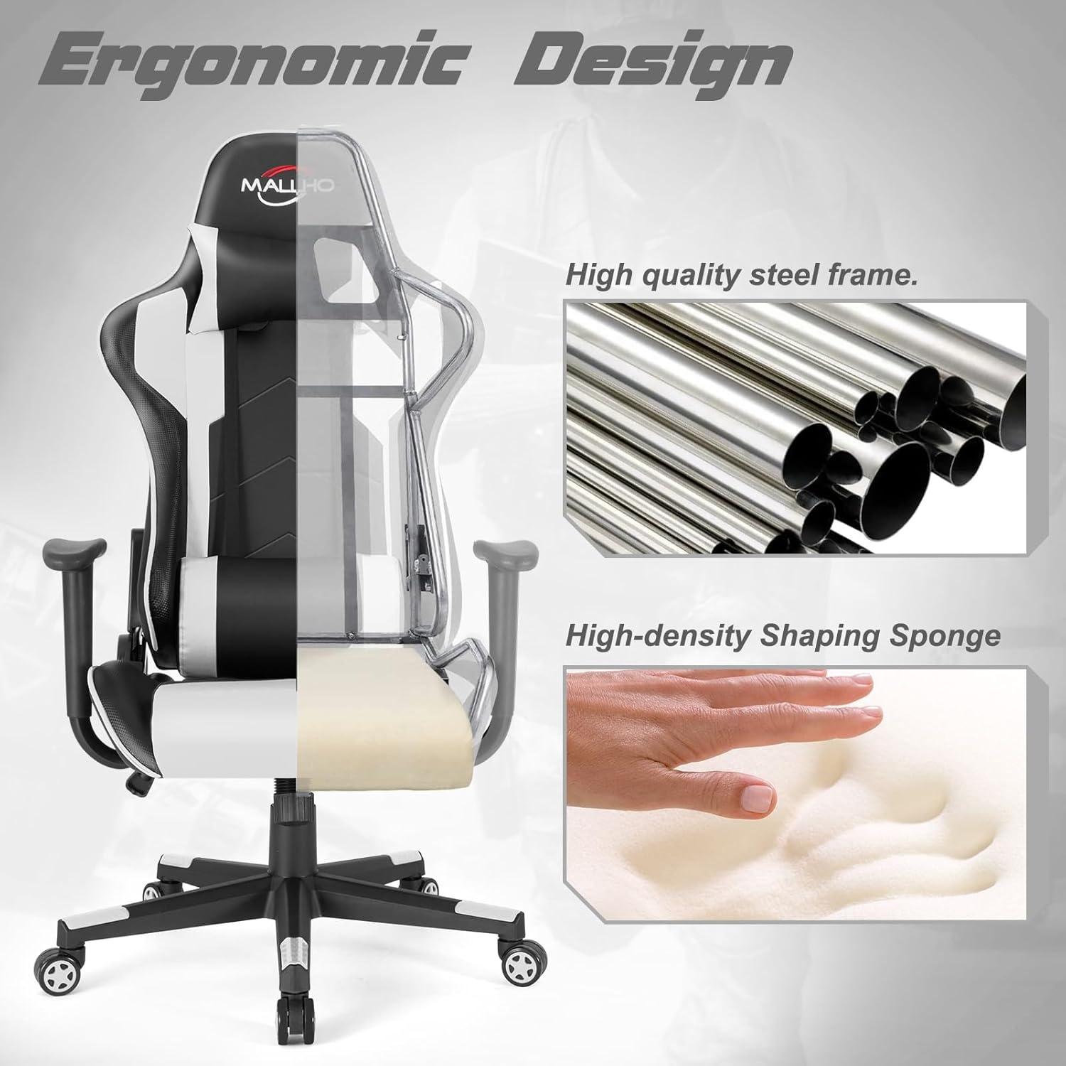 Polar Aurora Adjustable Ergonomic Faux Leather Swiveling PC & Racing Game Chair