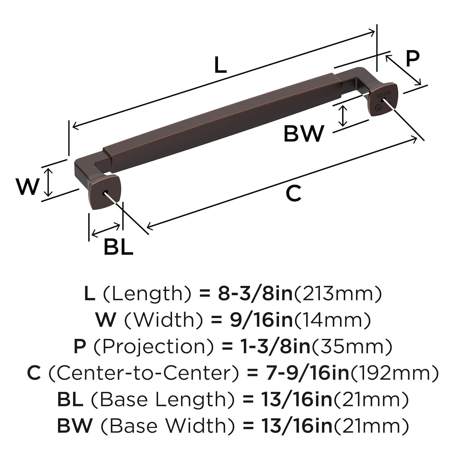 Amerock Stature 7-9/16 inch (192mm) Center-to-Center Oil-Rubbed Bronze Cabinet Pull