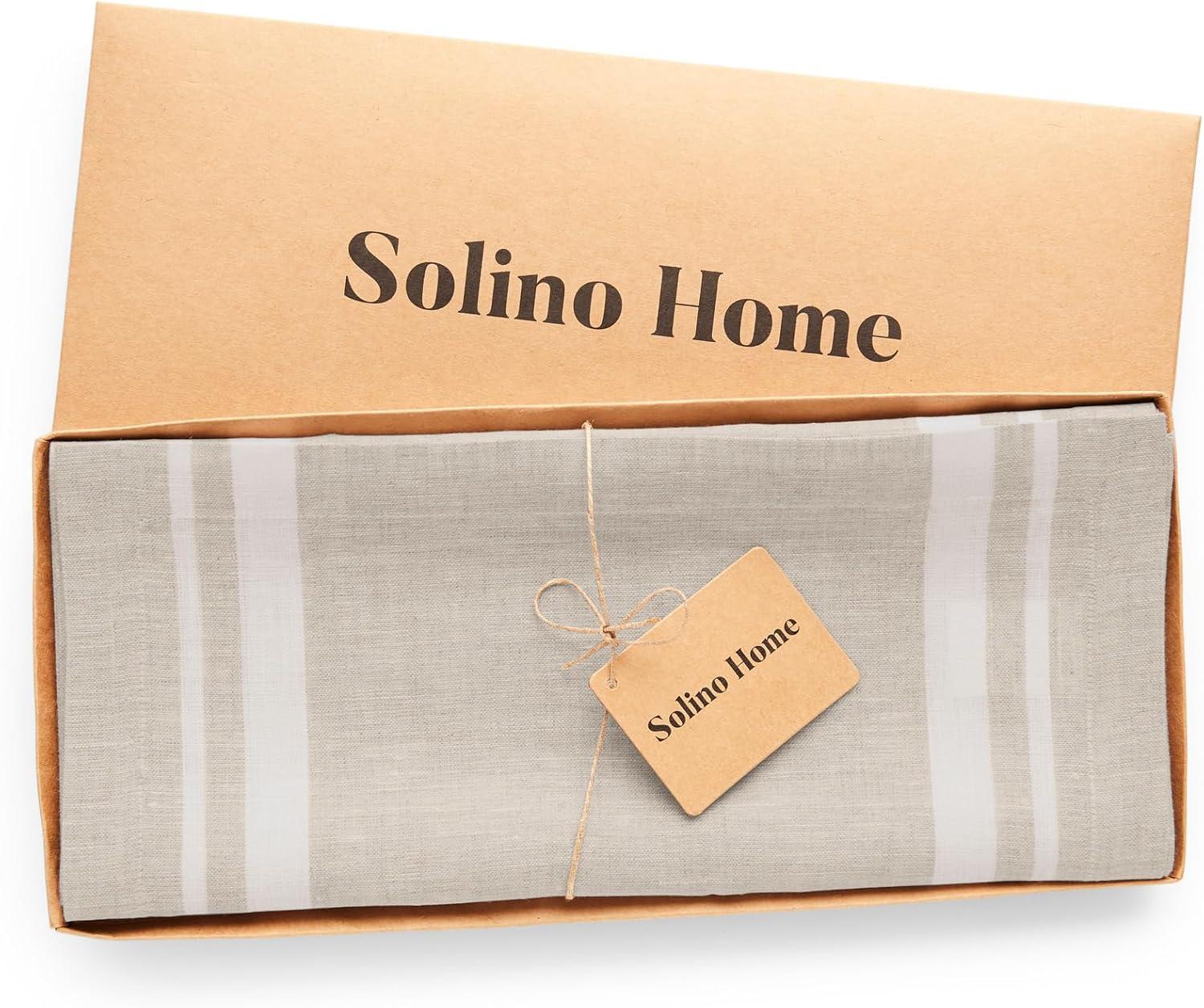 Solino Home French Stripe - 100% Pure Linen Table Runner