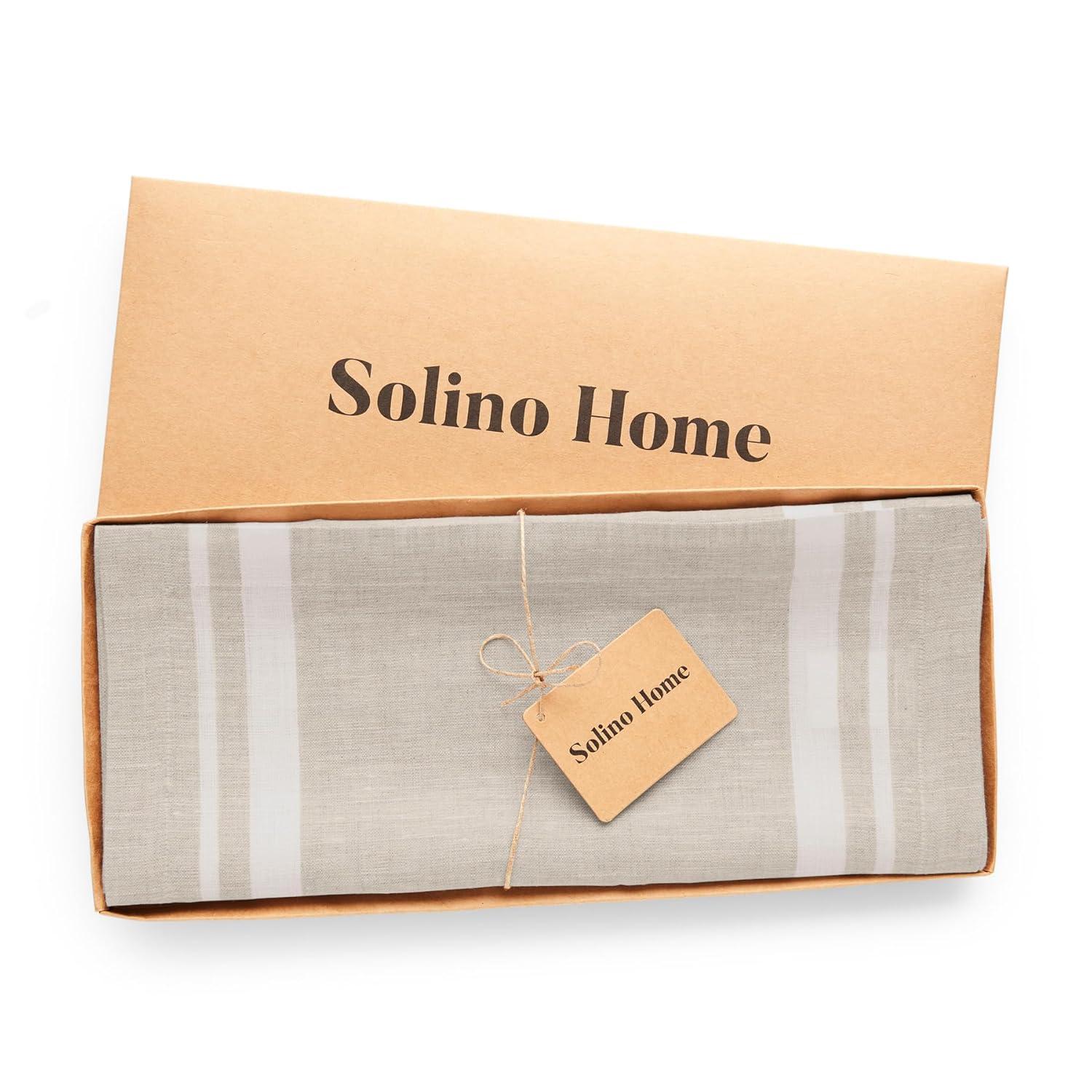Solino Home French Stripe - 100% Pure Linen Table Runner