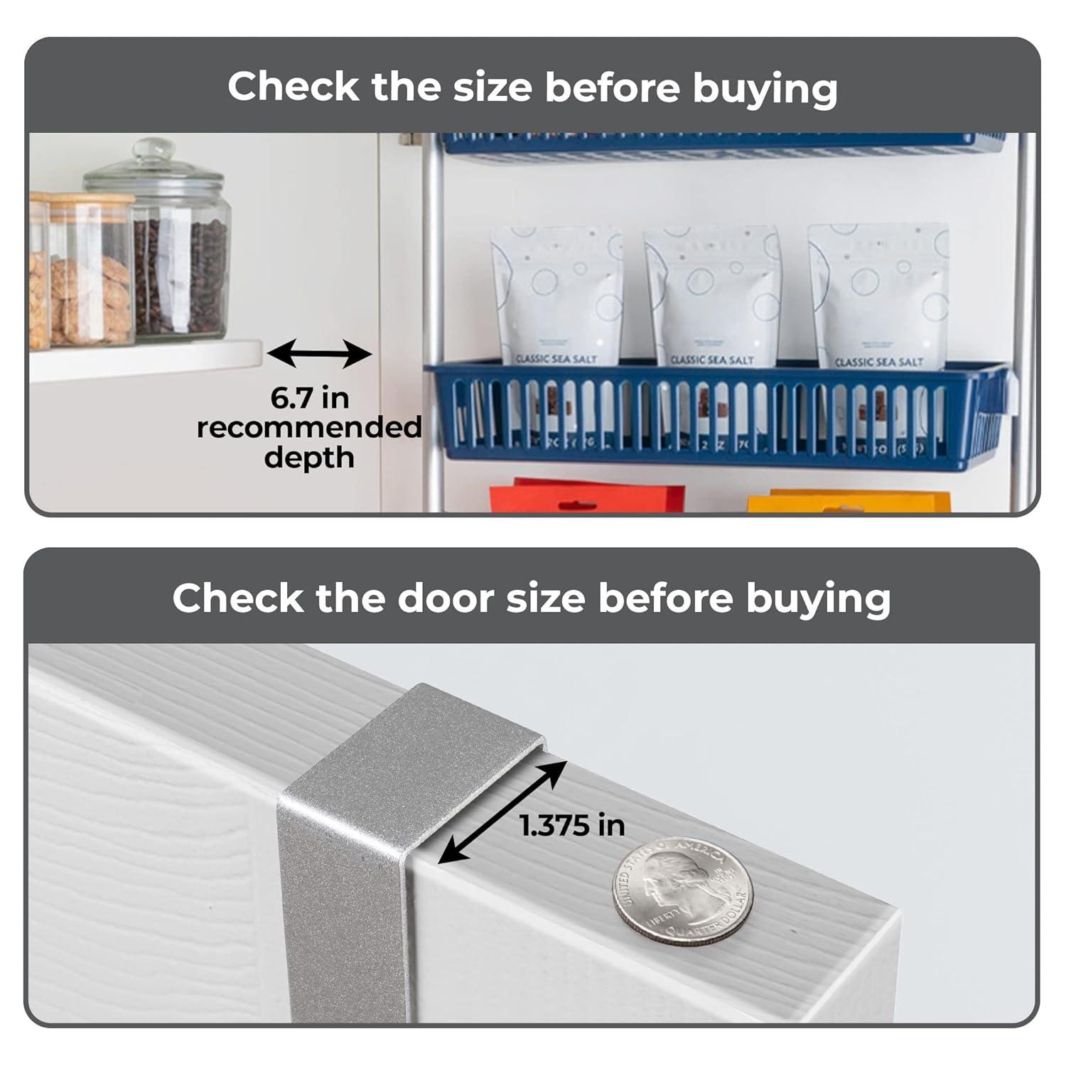 Smart Design 6-Tier Over the Door Pantry Organizer Blue