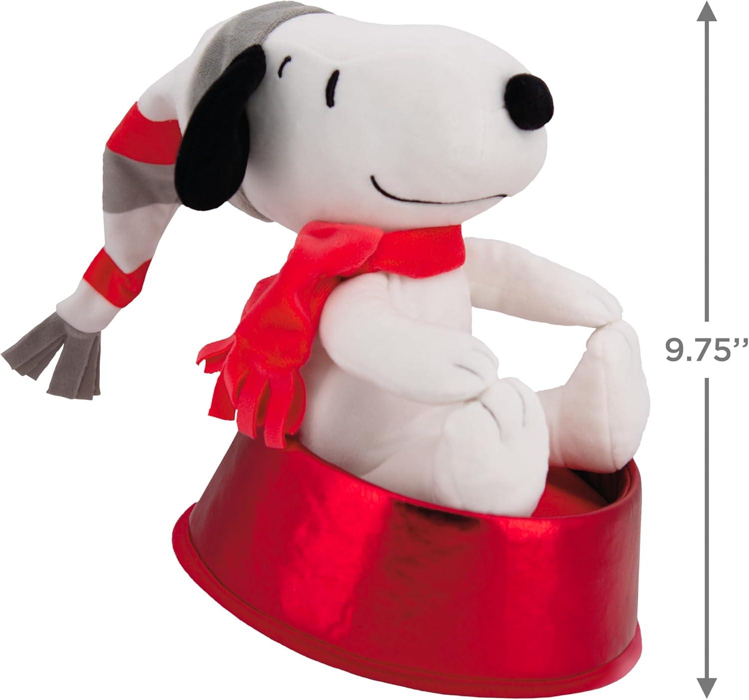 Snoopy Plush Fabric Christmas Tree Topper with Red Base