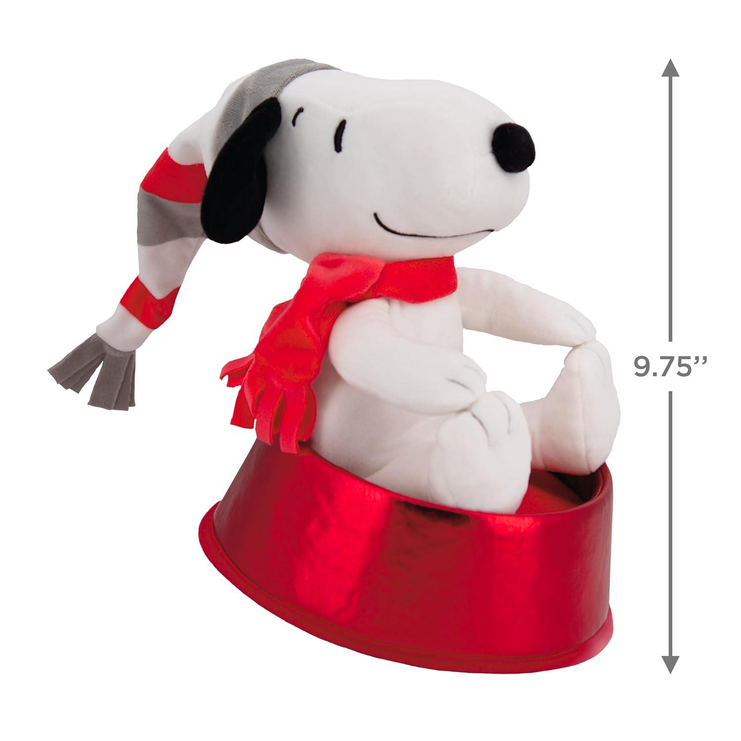 Snoopy Plush Fabric Christmas Tree Topper with Red Base