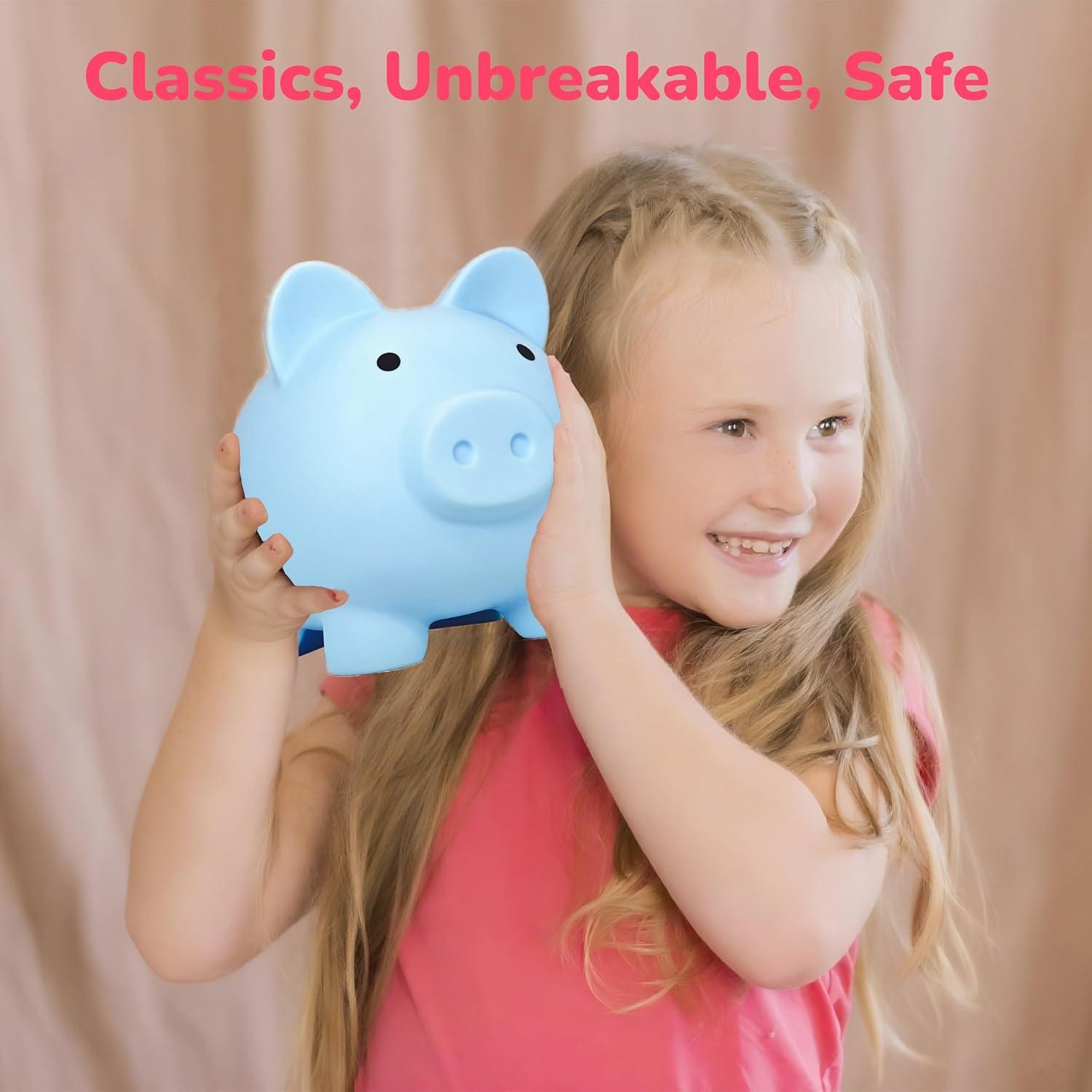 Piggy Bank for Sbrvaniy Piggy Coin Banks for Boys and Girls My First Unbreakable Plastic Money Bank S/M/L Size Decoration Savings Christmas, Easter, Birthday Gift