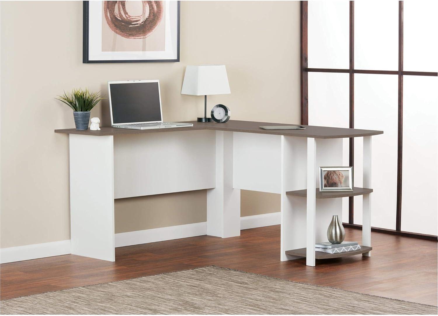 Ameriwood Home Dominic L Desk with Bookshelves, White