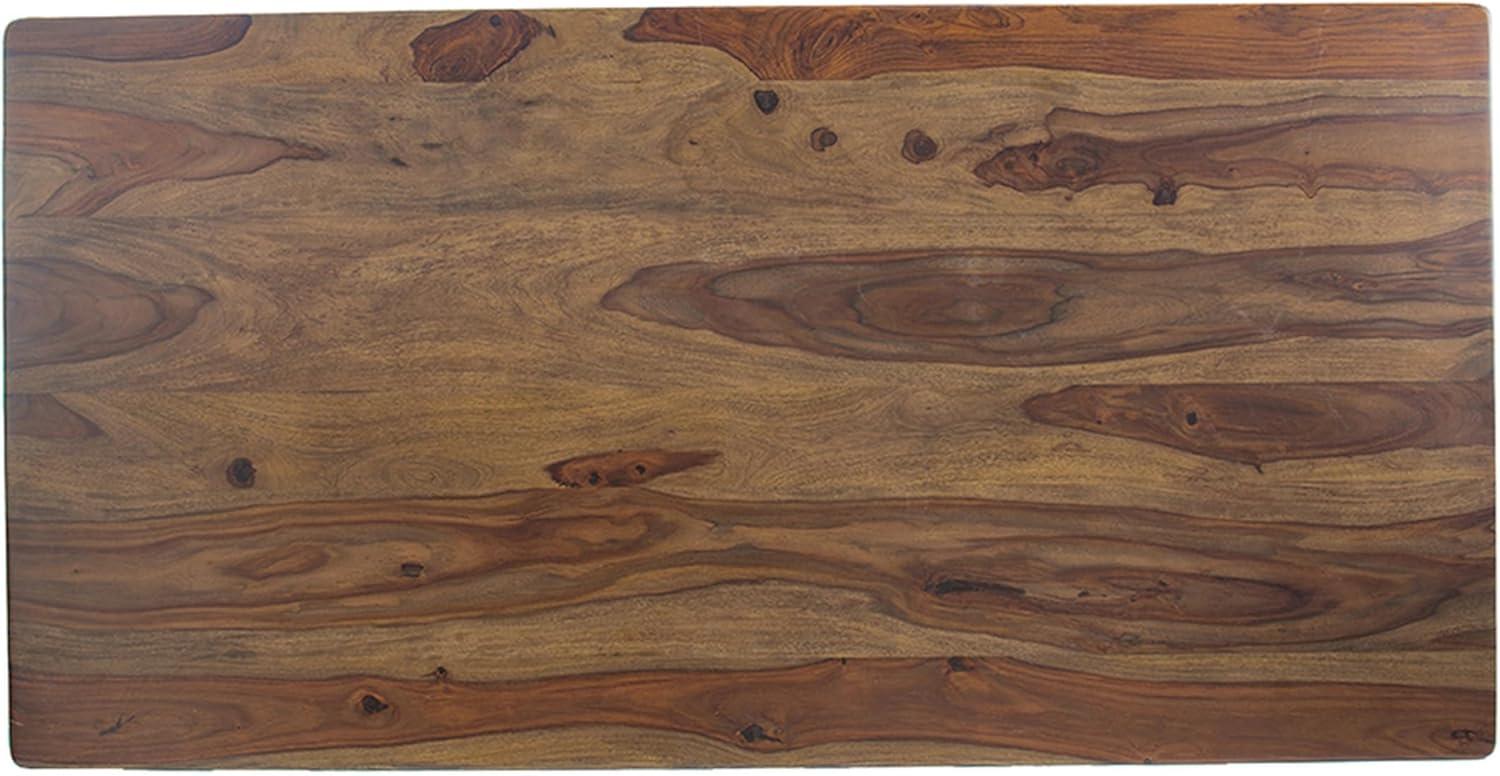 Benjara BM311983 71 in. Dice Rectangular Top Dining Table, Brown