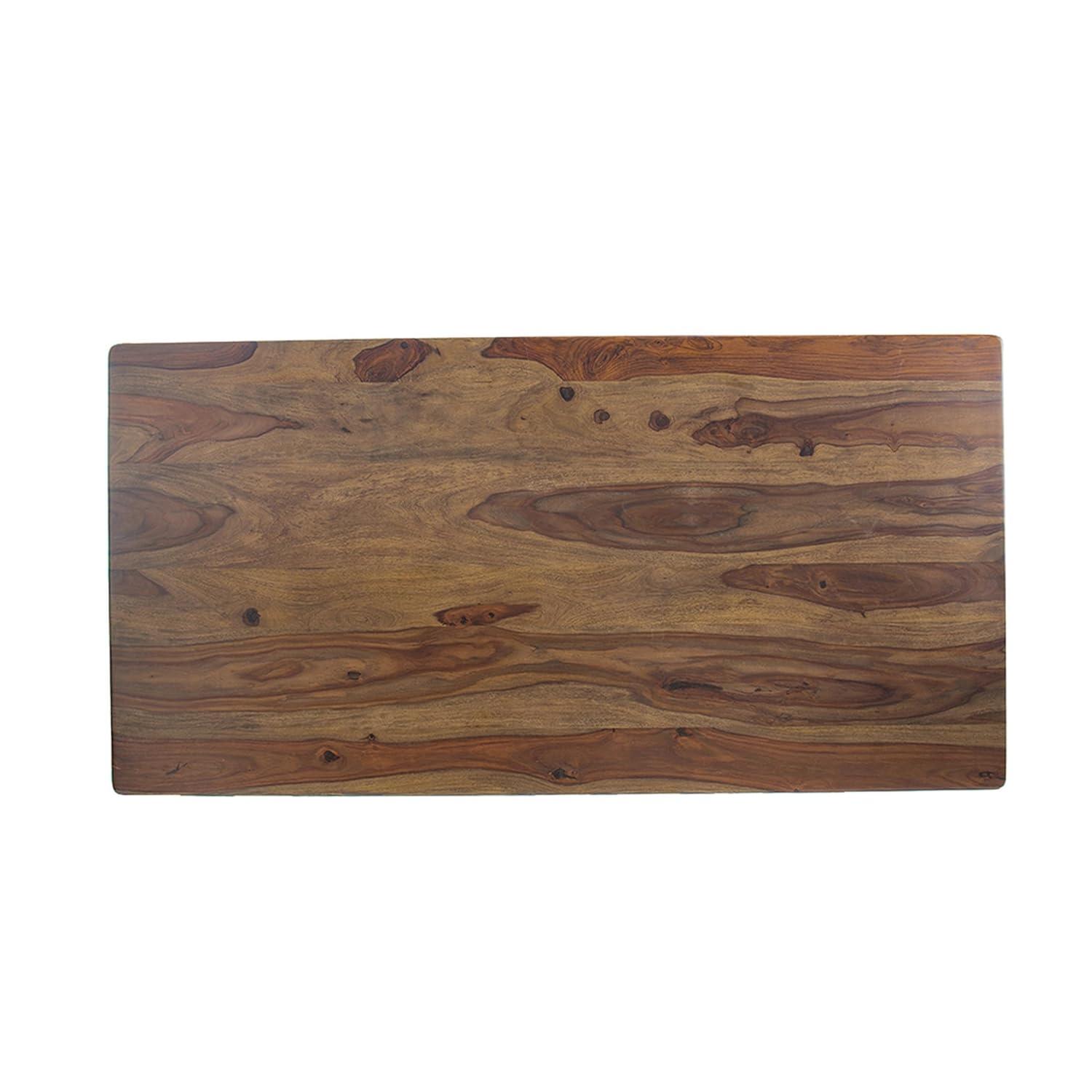 Benjara BM311983 71 in. Dice Rectangular Top Dining Table, Brown