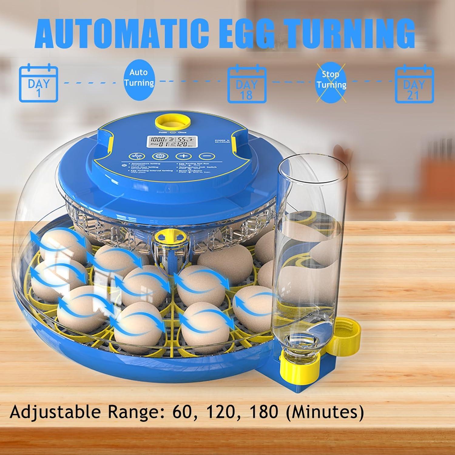 18 Egg Incubators for Hatching Eggs,Egg Incubator with Precise Humidity & Temperature Control,Incubators for Auto Egg Turning,Auto Water Add,Egg Candler,Applicable to Chicken,Goose,Duck,Quail