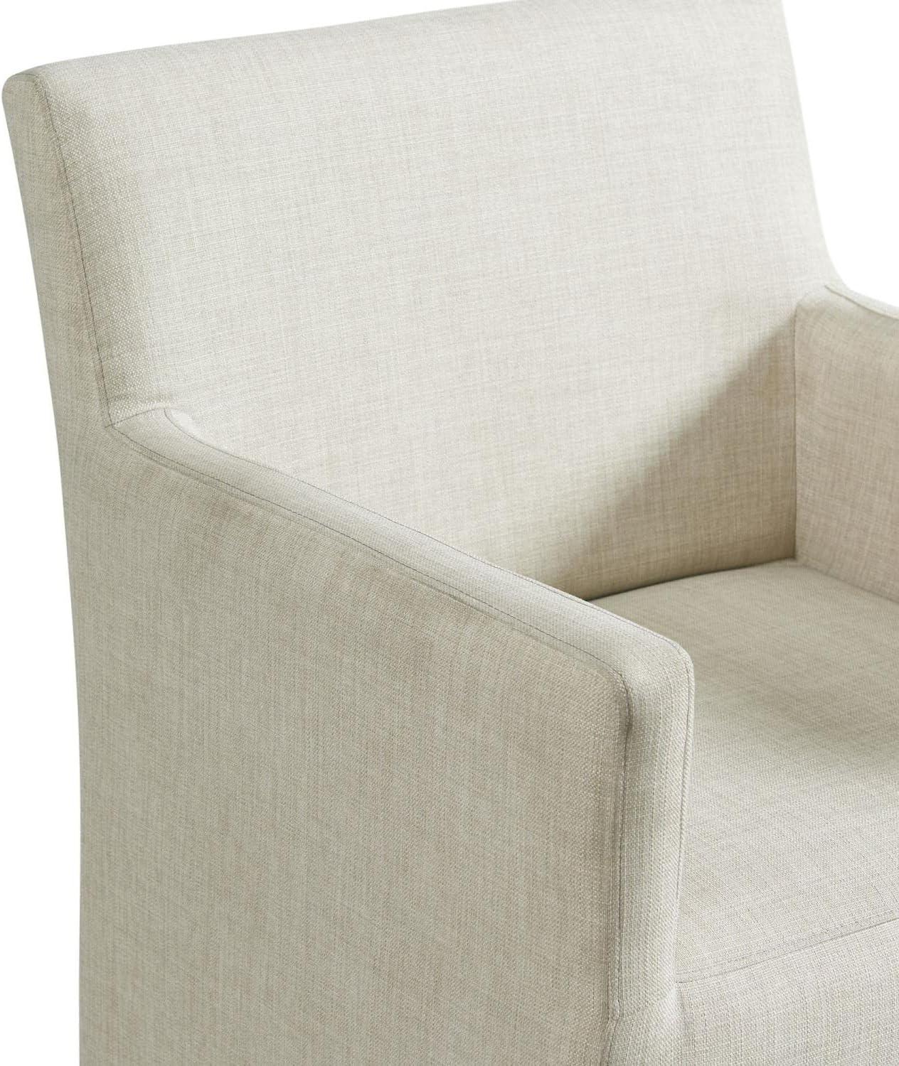 Transitional Gray Upholstered Wood Arm Chair with Casters