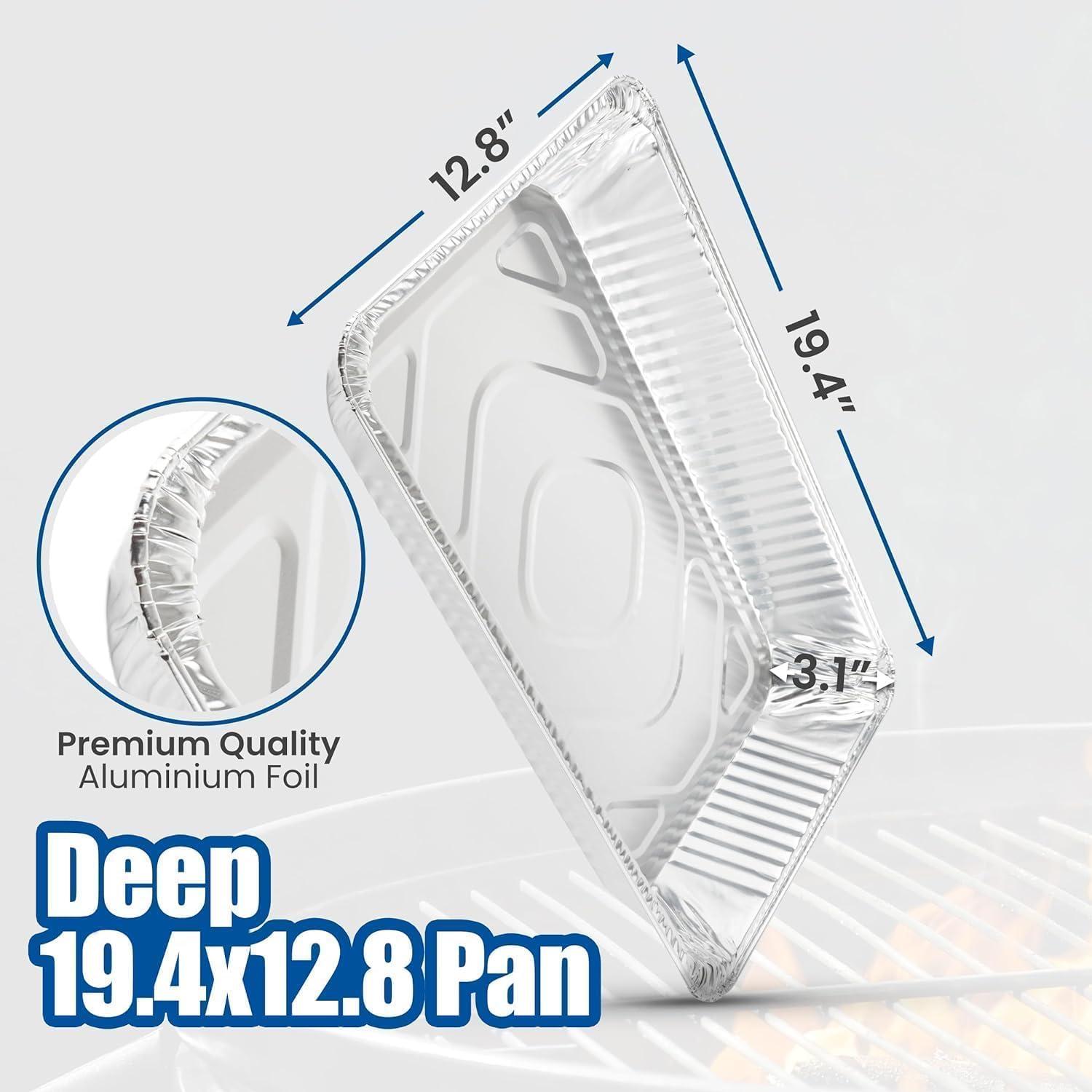 Large Rectangular Aluminum Pans with Lids, 15-Pack