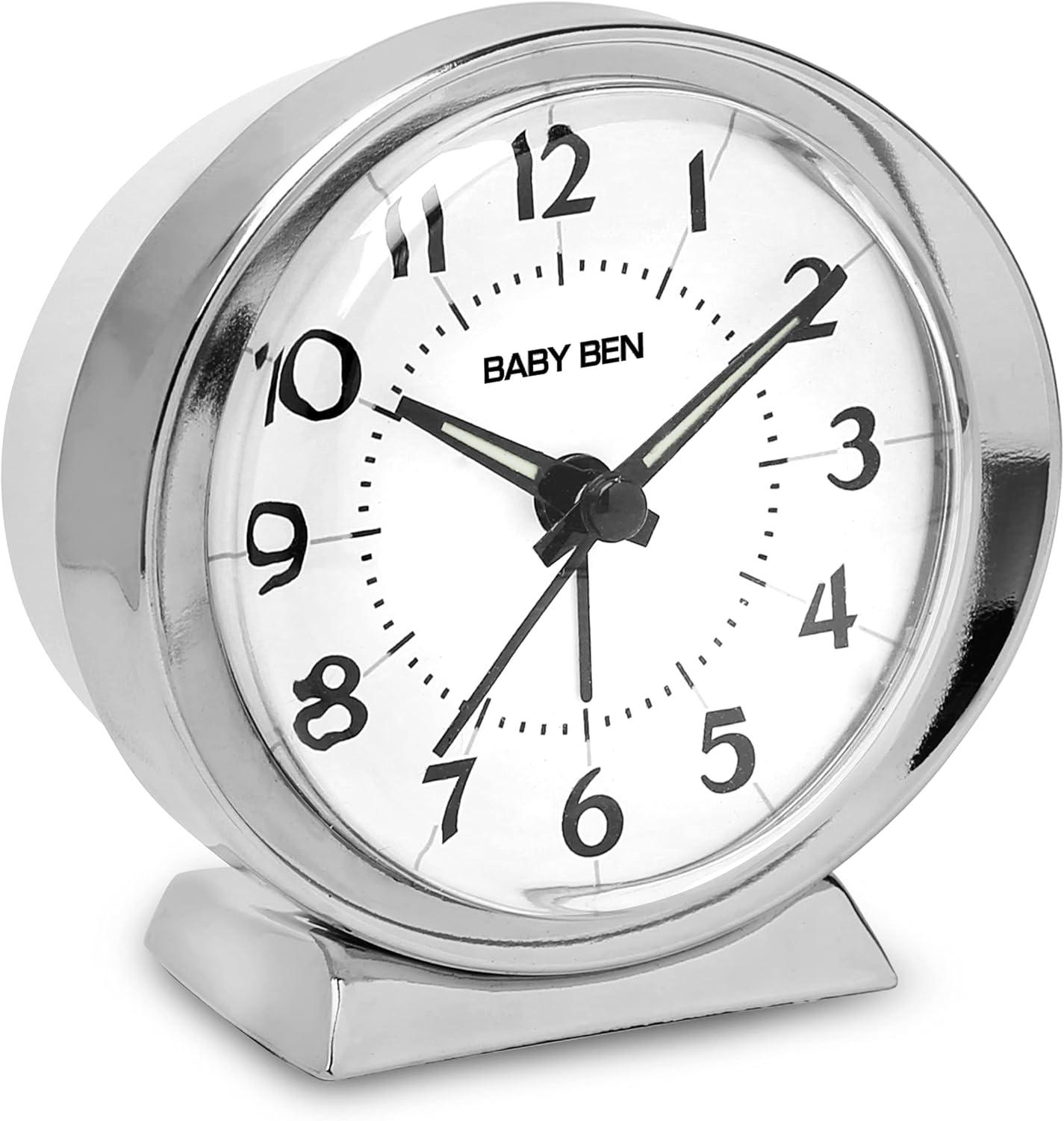 Westclox Clocks Babyben Glam Analog Metal Quartz Movement / Crystal Tabletop Clock with Alarm
