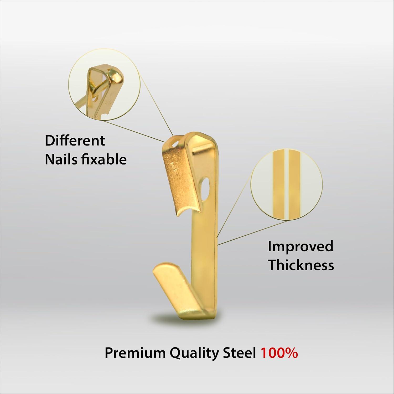 Picture Hanging Kit 184Pcs – Picture Hangers & Wall Hooks for Hanging – 20lb, 30lb, 50lb Wall Hangers with Metal Hooks and Nails for Drywall, Wood Walls & More(Gold)