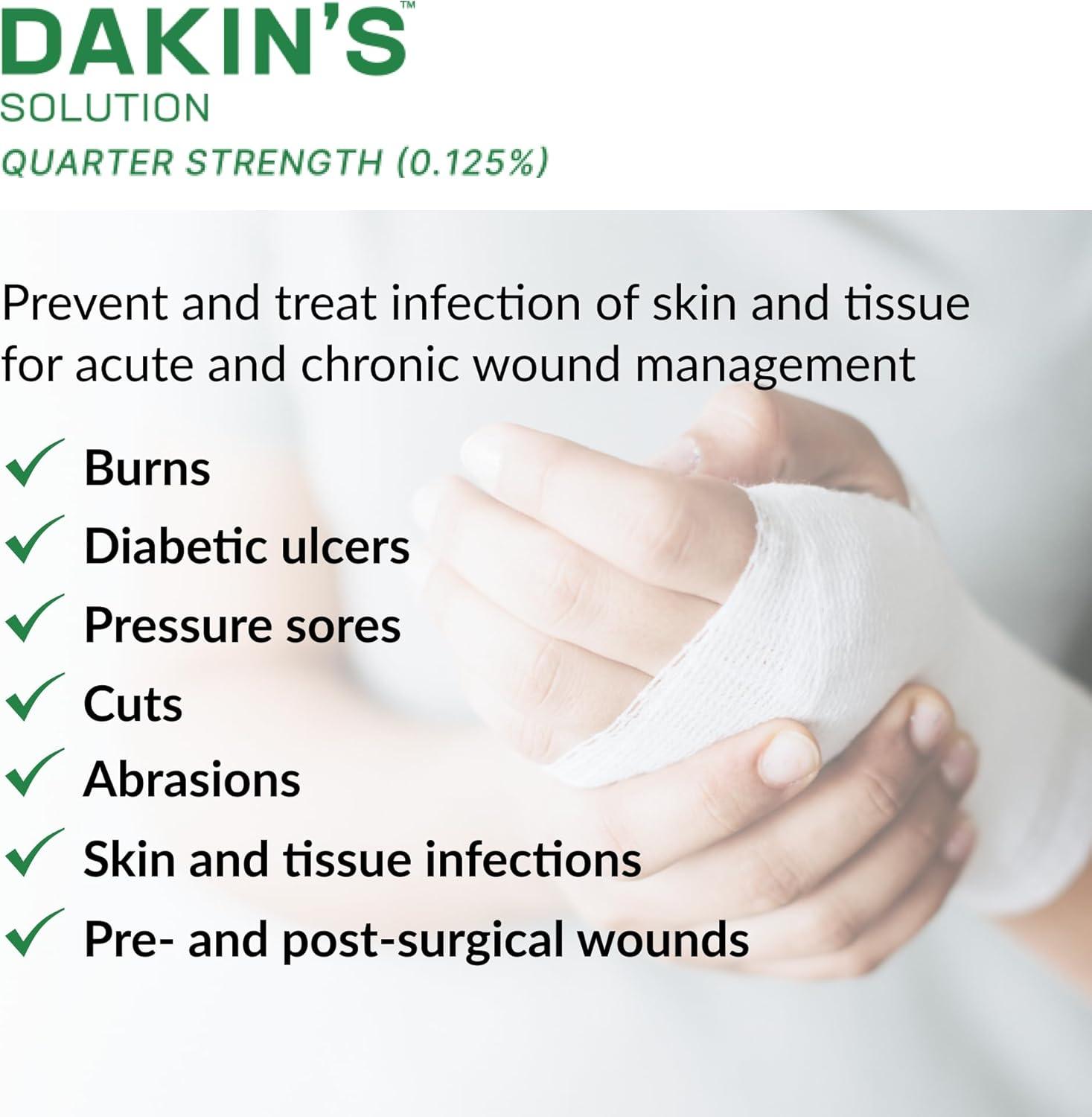 Dakin's Solution-Quarter Strength Sodium Hypochlorite 0.125% Wound Therapy for Acute and Chronic Wounds 16 oz 1 ea