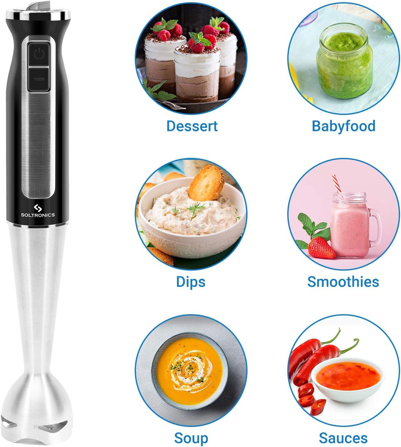 8-Speed Black and Stainless Steel Immersion Hand Blender Set