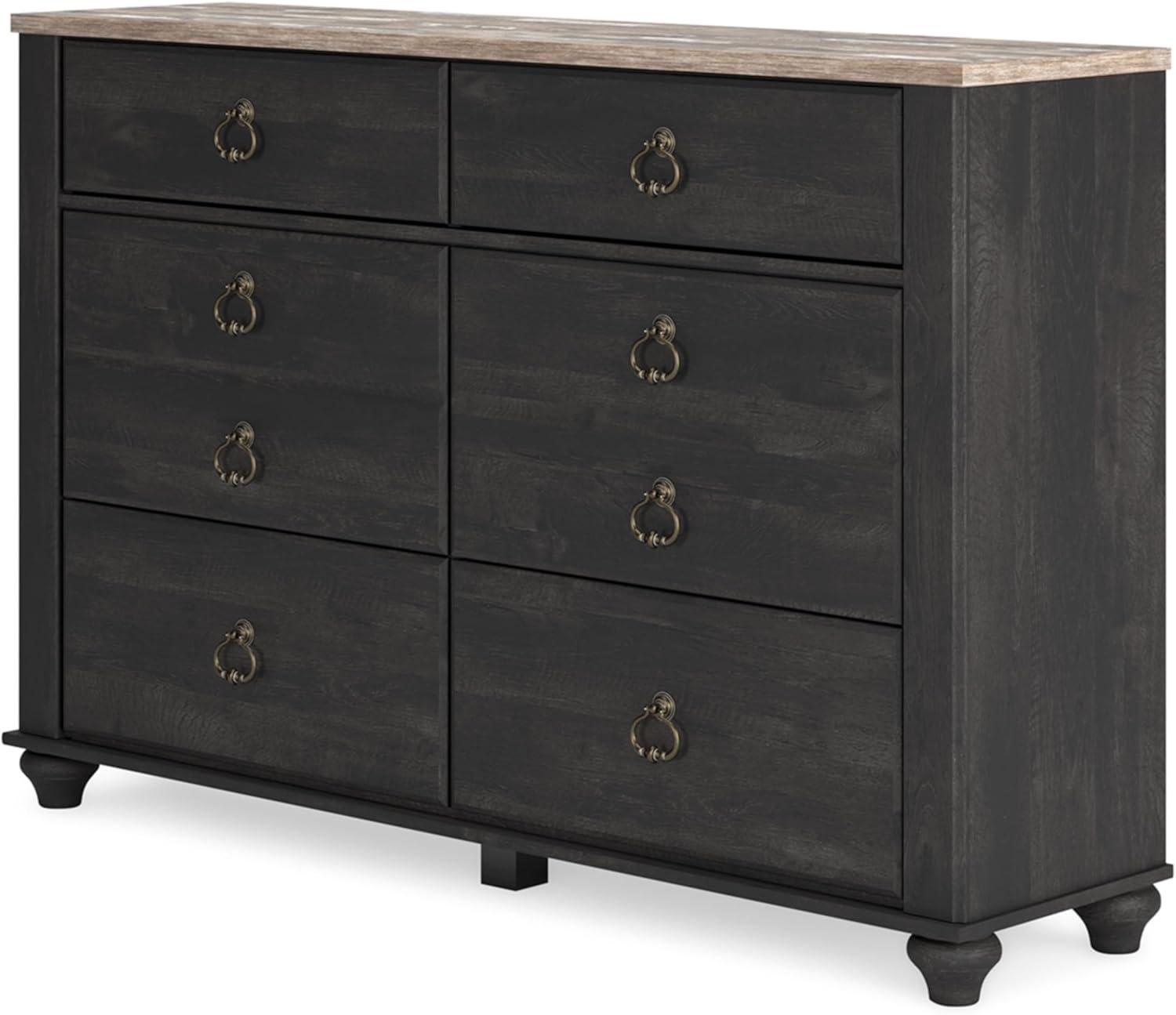 Nanforth Gray and Light Brown 6-Drawer Traditional Dresser