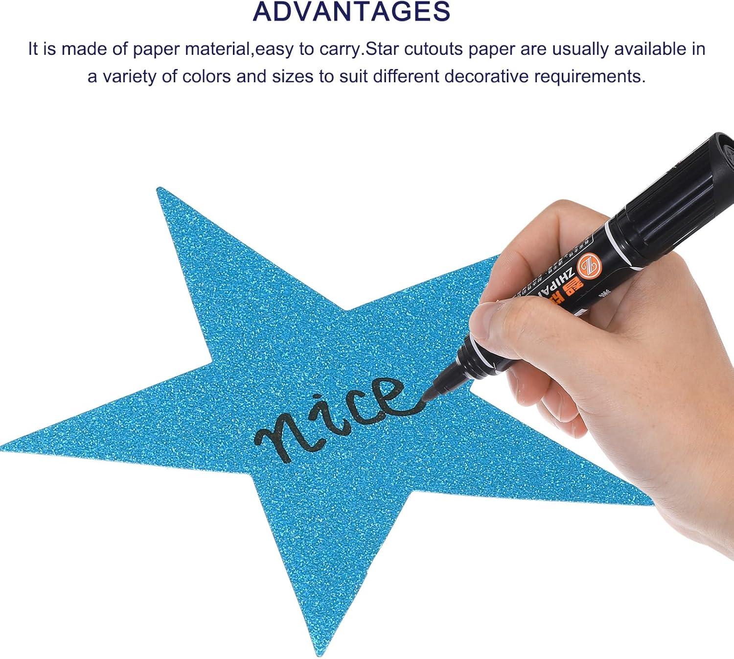 Unique Bargains Decorative Party Wedding Cardboard Five Star Paper Cutouts Light Blue 5.3 inches/50 Pcs