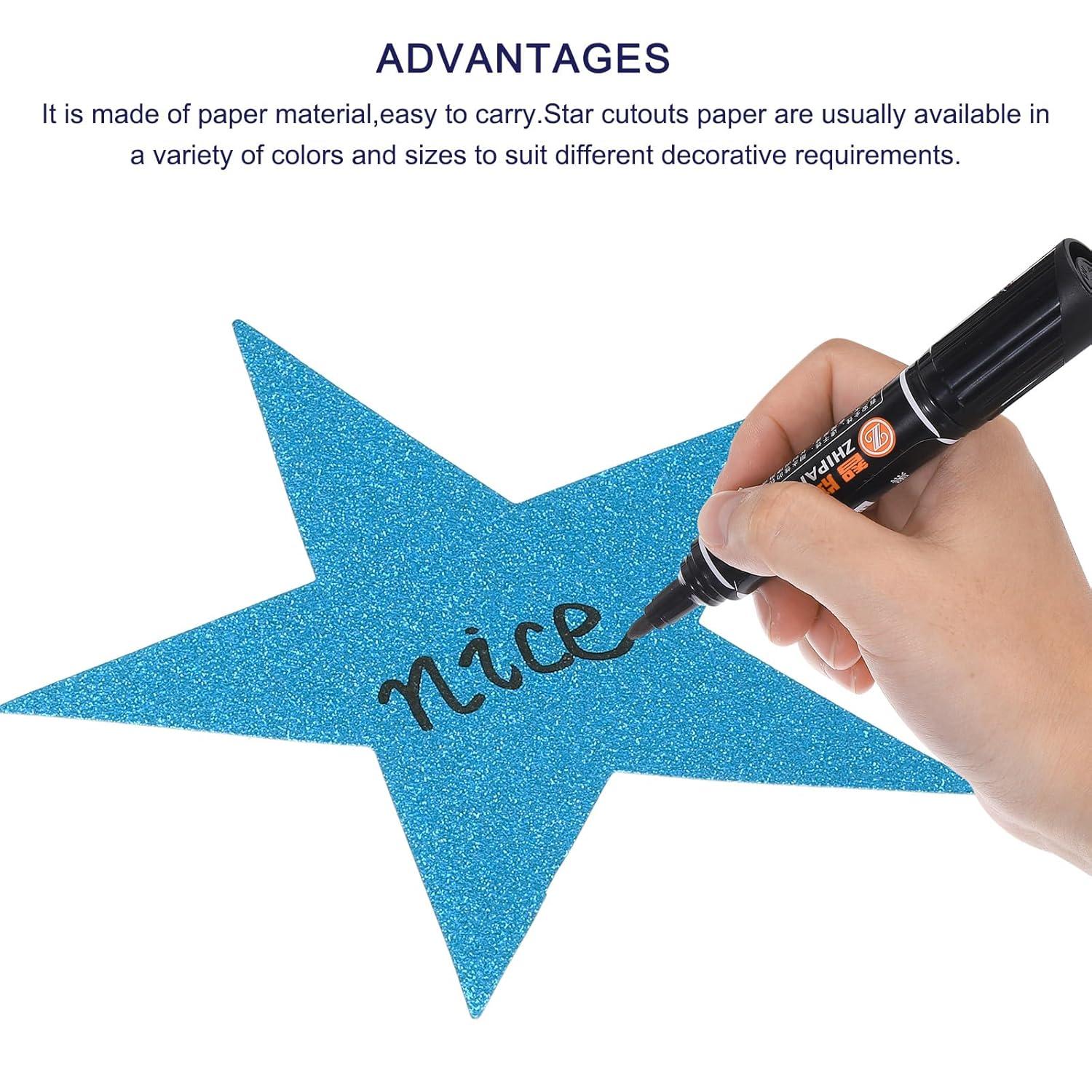 Unique Bargains Decorative Party Wedding Cardboard Five Star Paper Cutouts Light Blue 5.3 inches/50 Pcs