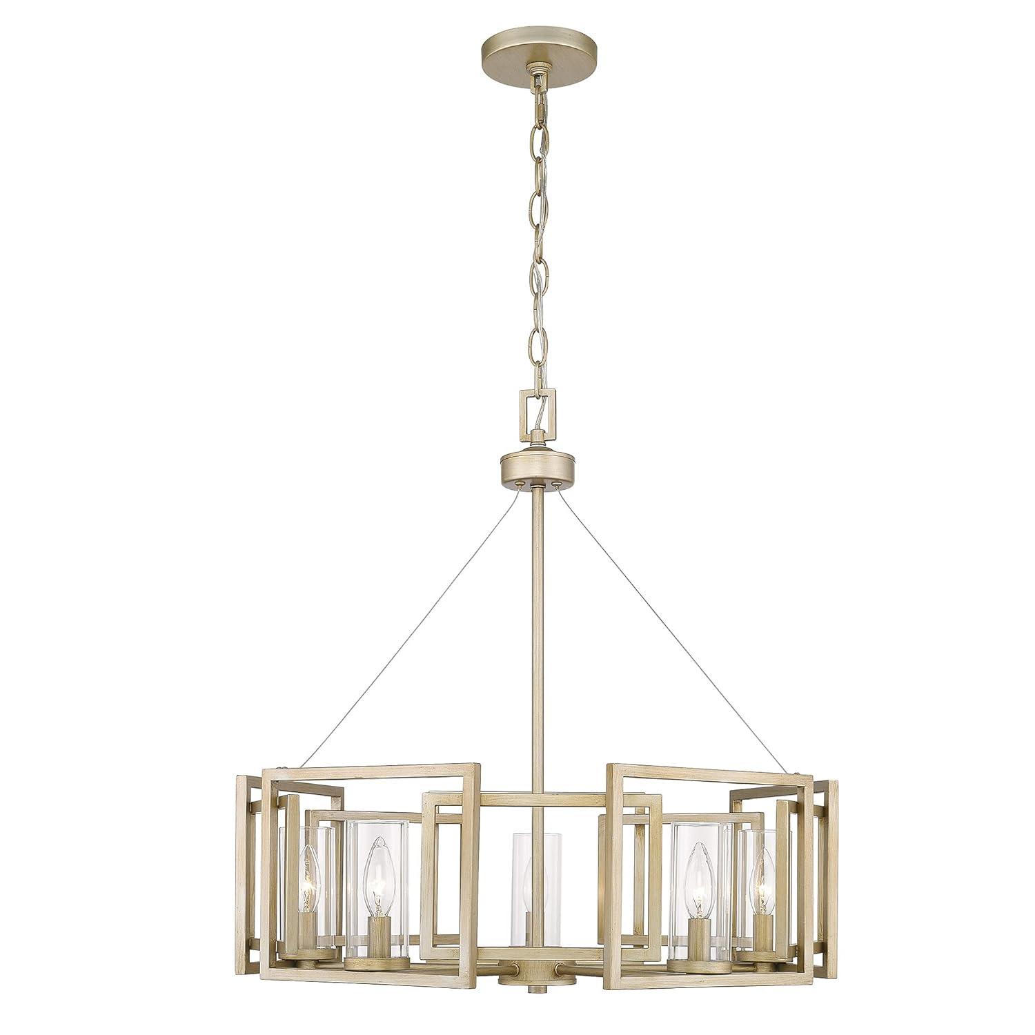 Golden Lighting Marco 5-Light Chandelier in White Gold with Clear Glass