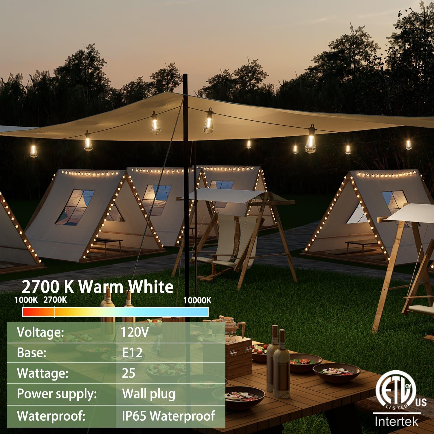Arlmont & Co. Arlmont & Co. LED Outdoor String Lights 100FT Patio Lights With 52 Shatterproof ST38 Vintage Edison Bulbs