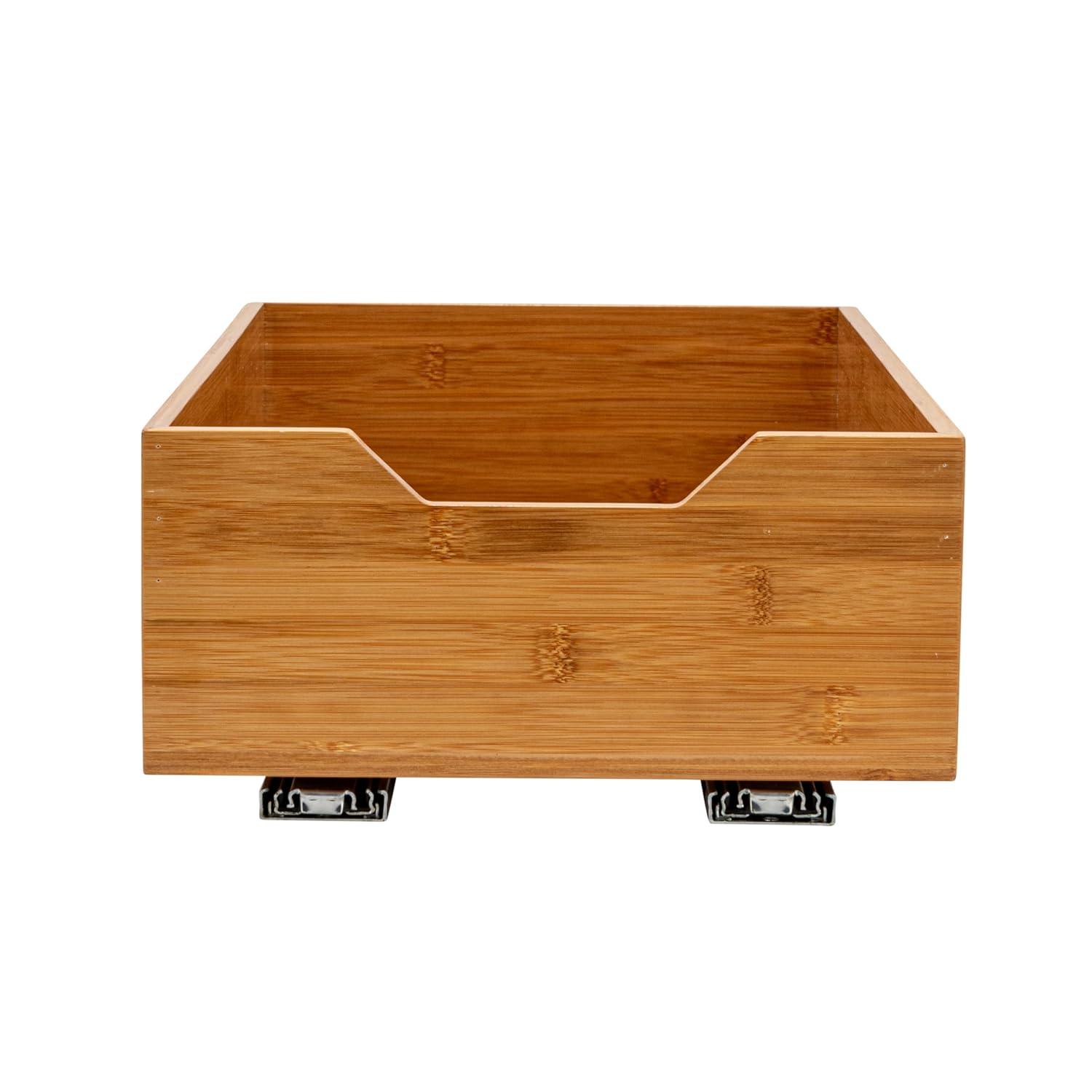 Glidez Bamboo and Steel Pull-Out/Slide-Out Storage Organizer for Under Cabinet Use - 1-Tier Design - Natural