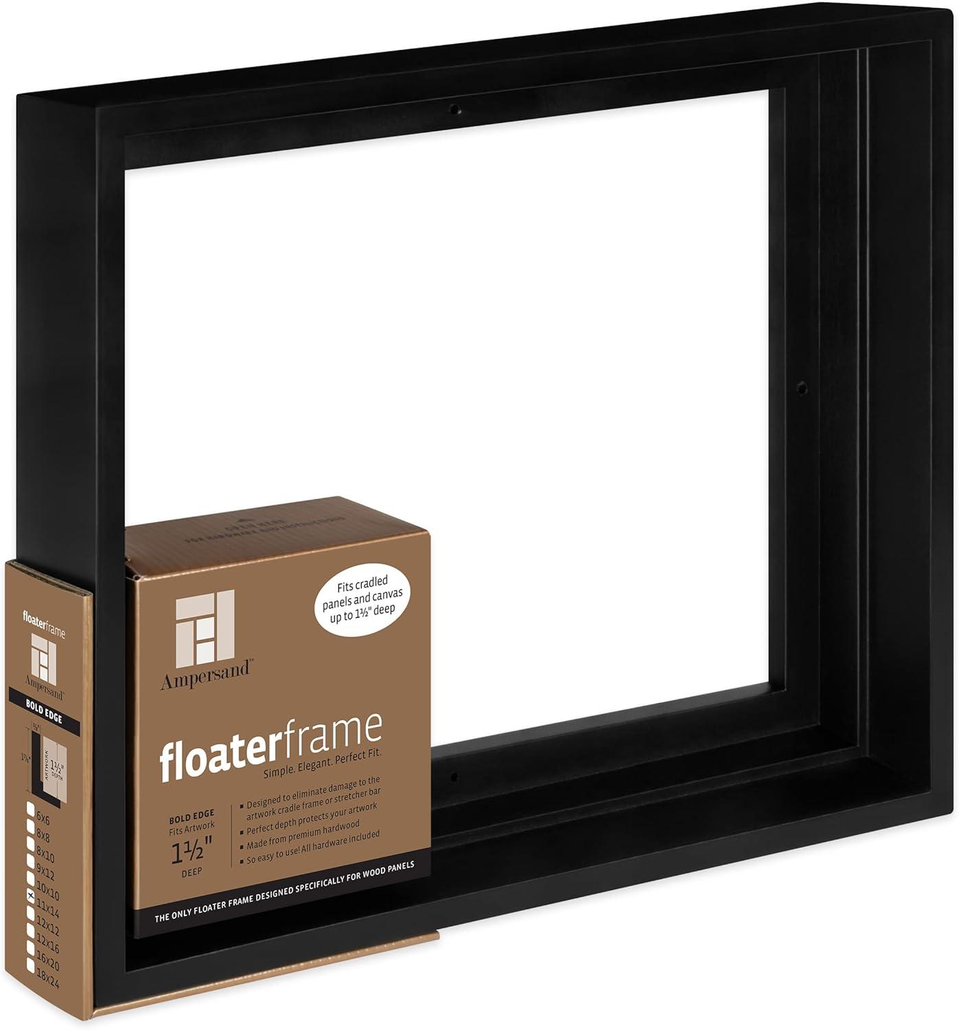 Black Rectangular Engineered Wood Floating Wall Frame